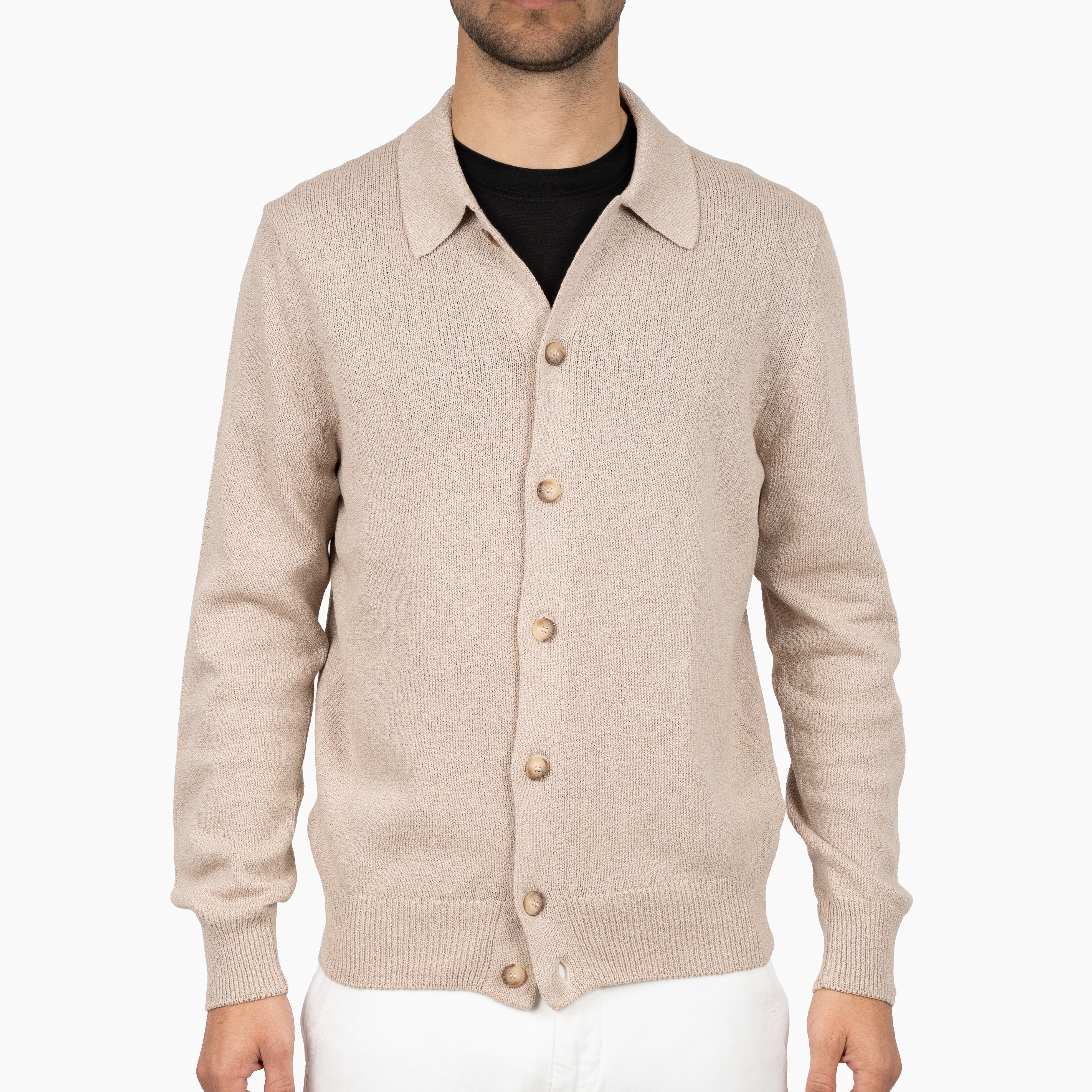 Gran Sasso Cardigan Beige | Cashmere Cotton