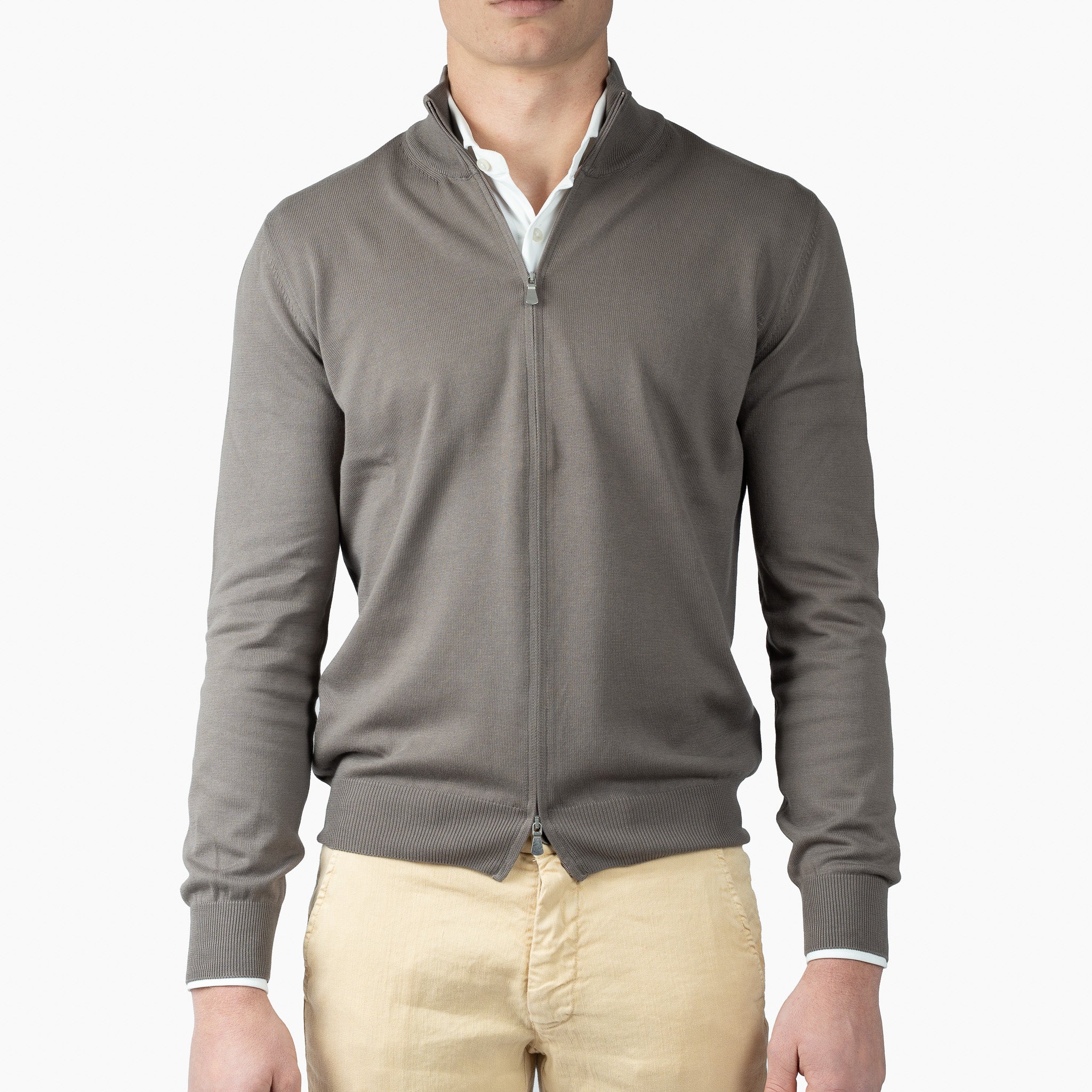 Gran Sasso Gebreid Vest Taupe | Pure Cotton