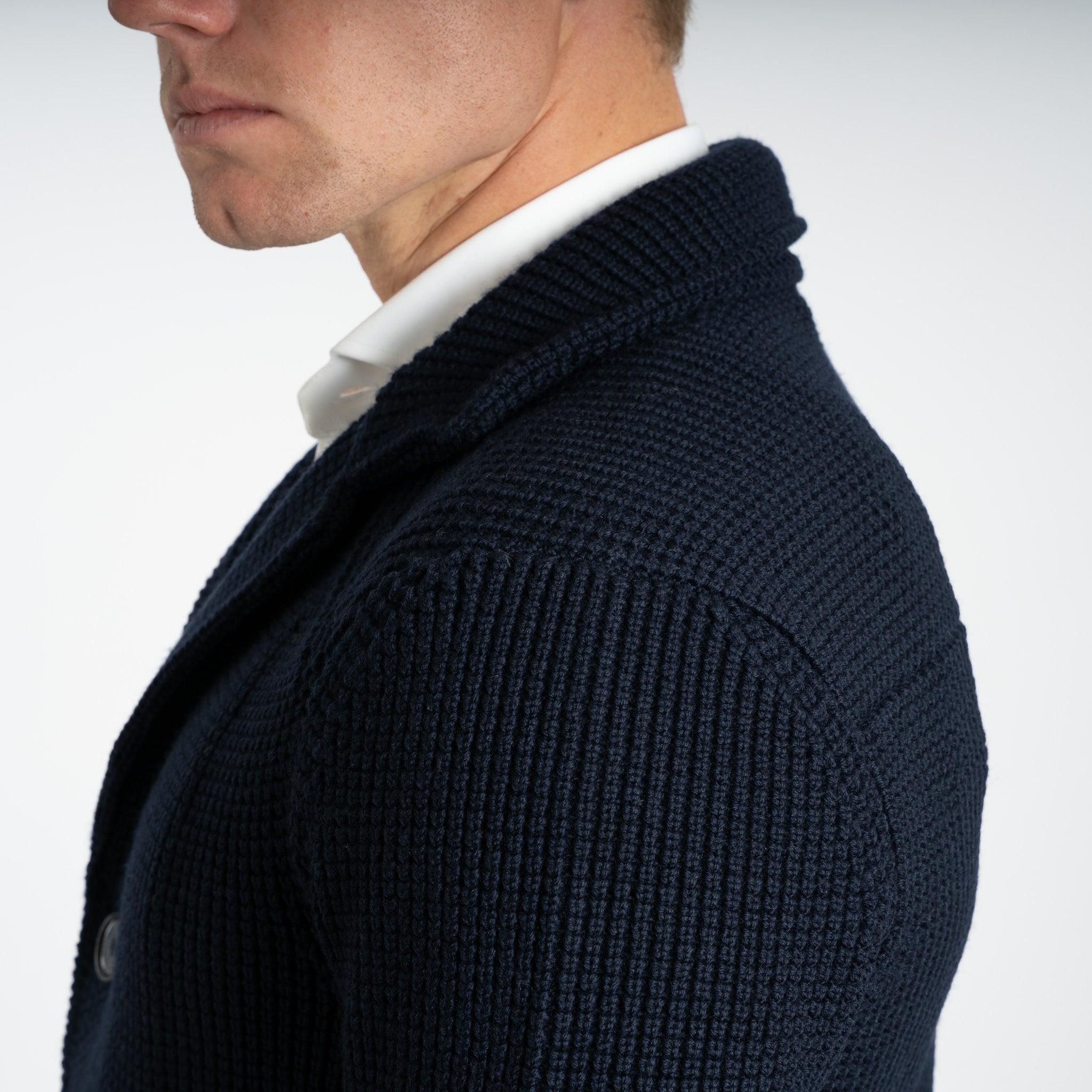 Maurizio Baldassari Gebreid Knoopvest Blauw | Brenta Swacket