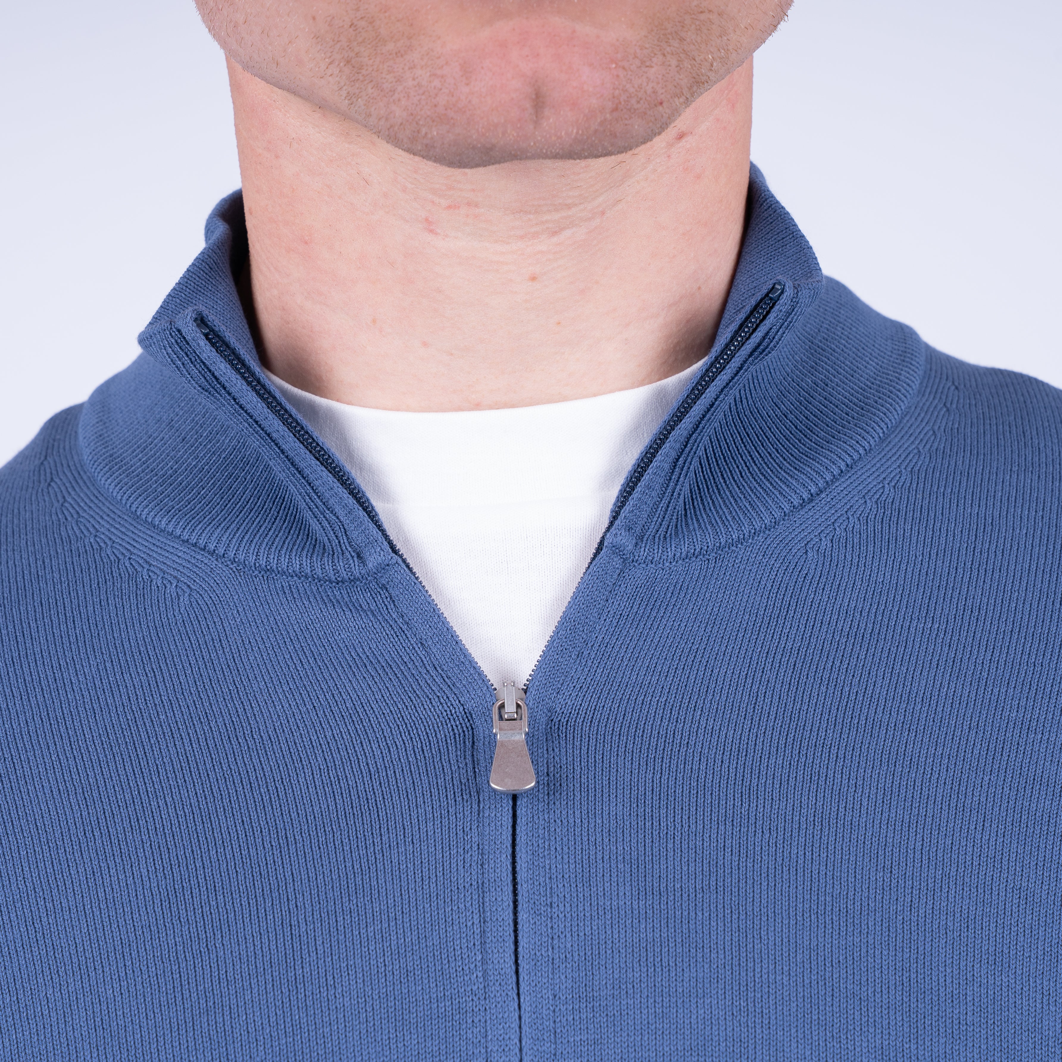 Gran Sasso Gebreid Vest Blauw | Pure Cotton