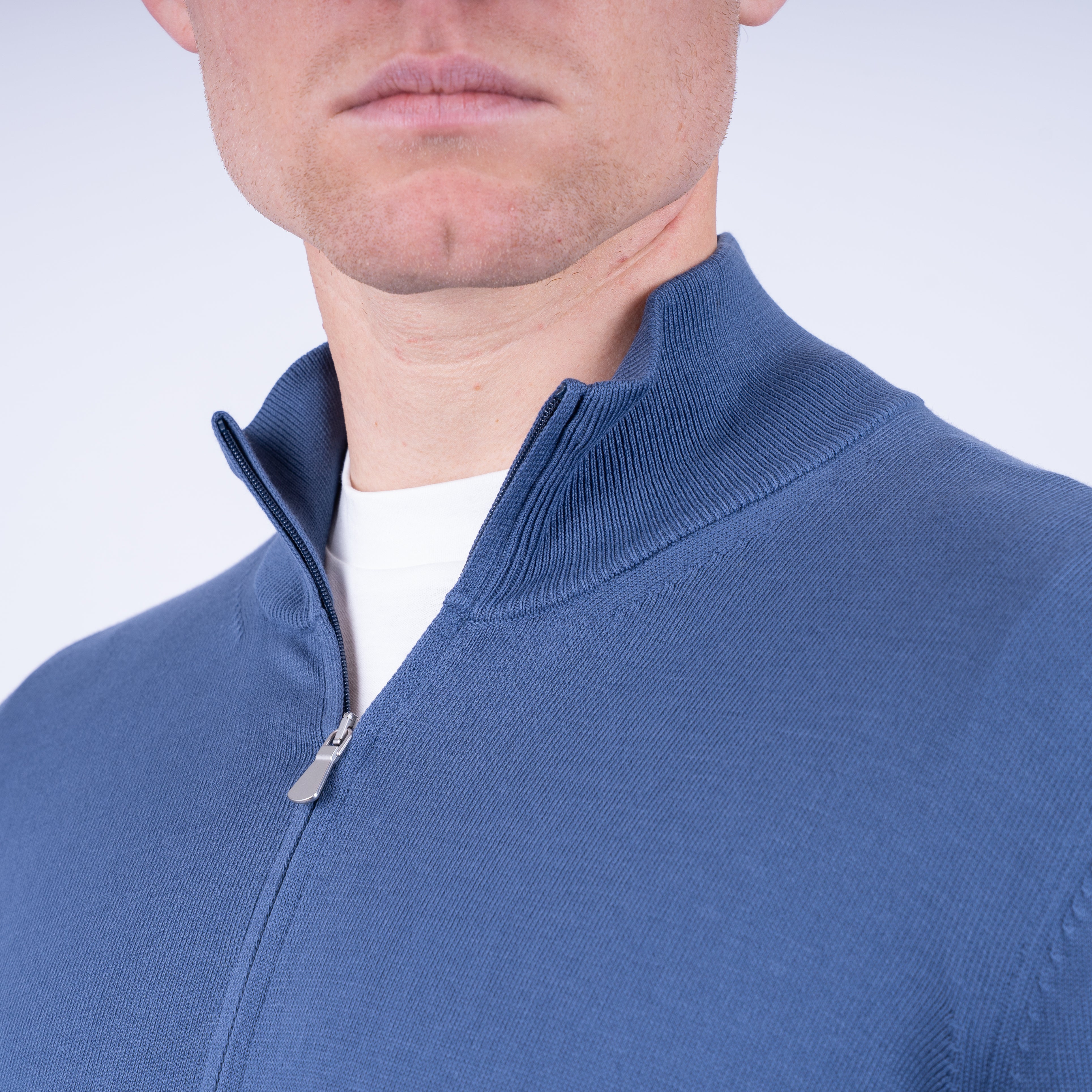 Gran Sasso Gebreid Vest Blauw | Pure Cotton