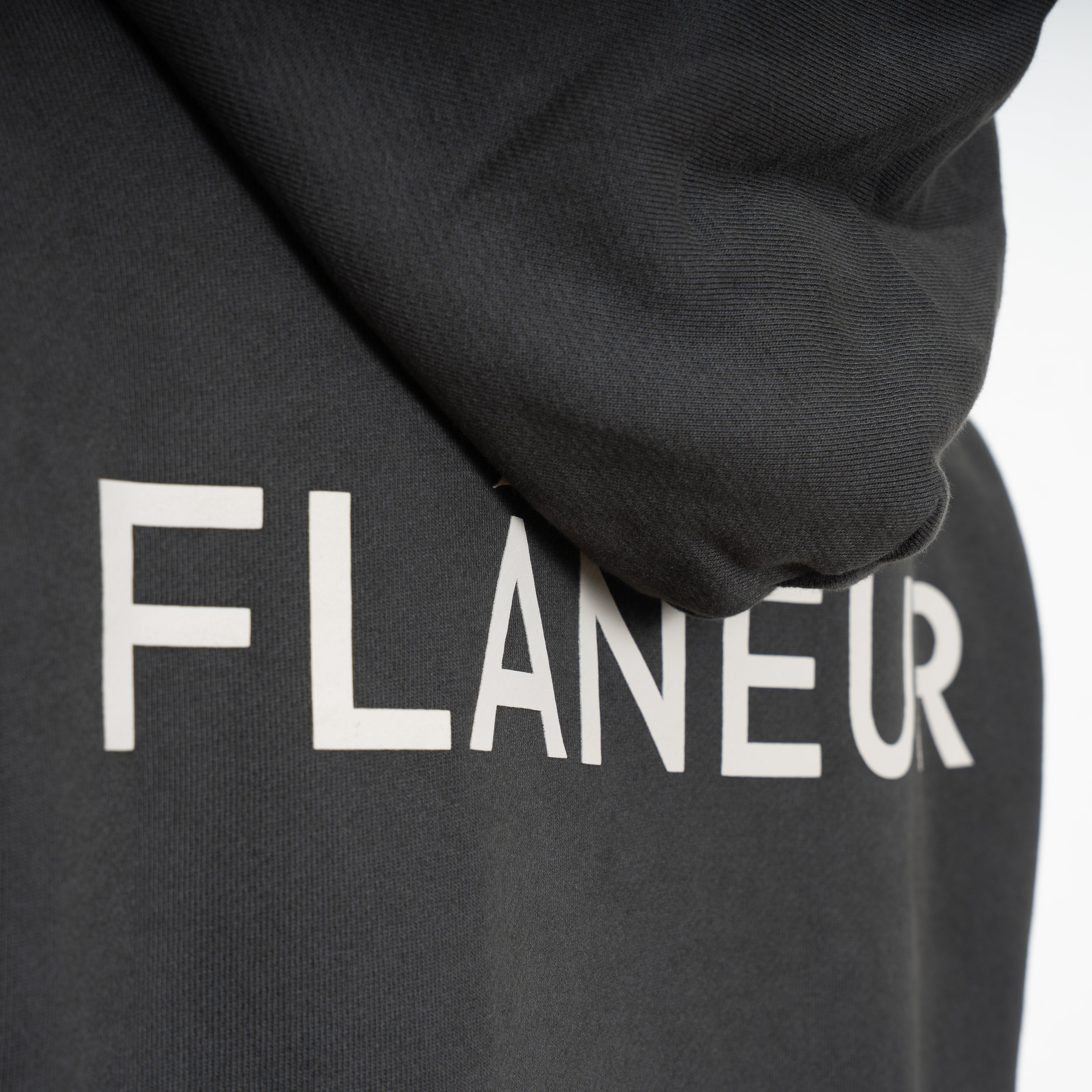 Flaneur Hoodie Zwart | Double Logo Washed Hoodie