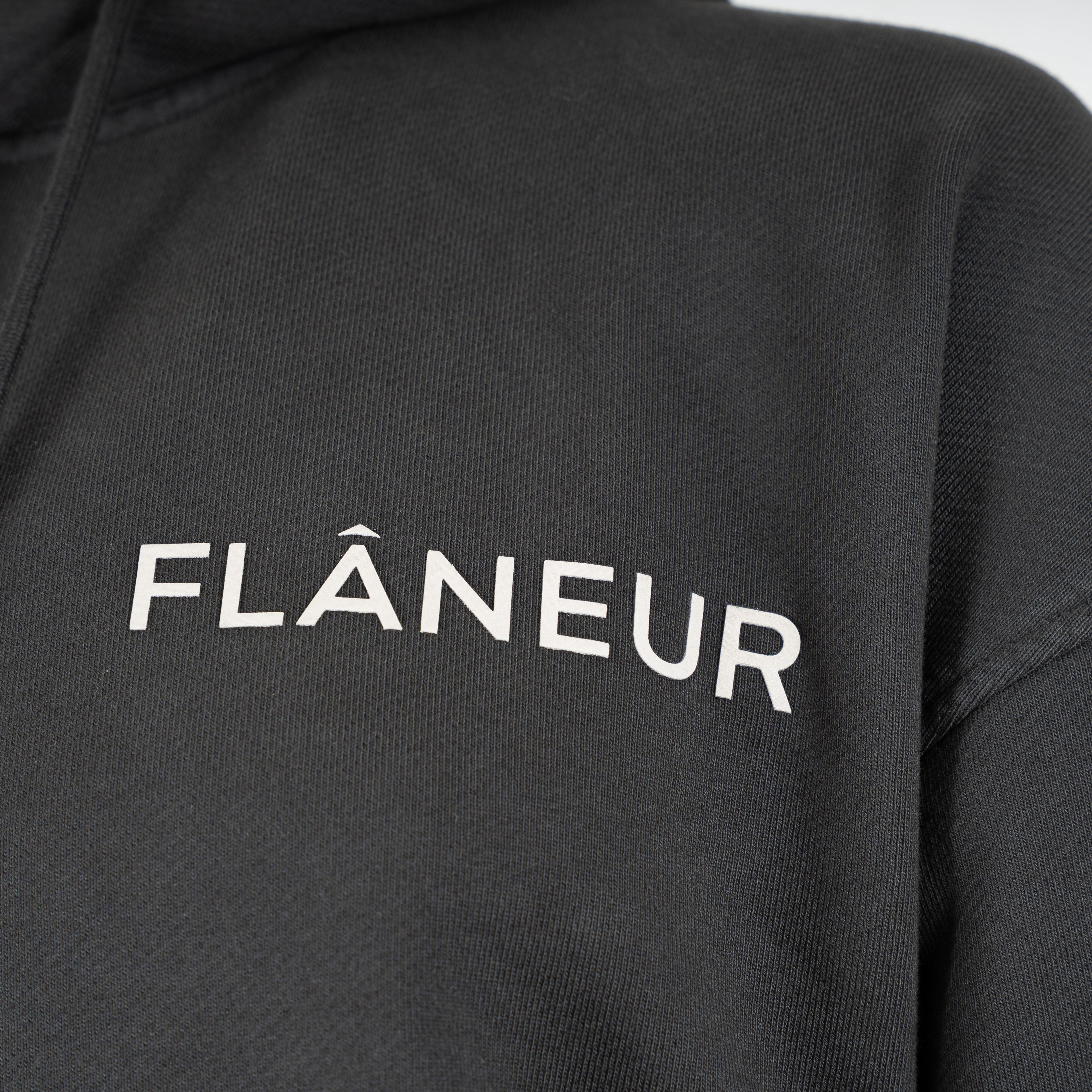 Flaneur Hoodie Zwart | Double Logo Washed Hoodie