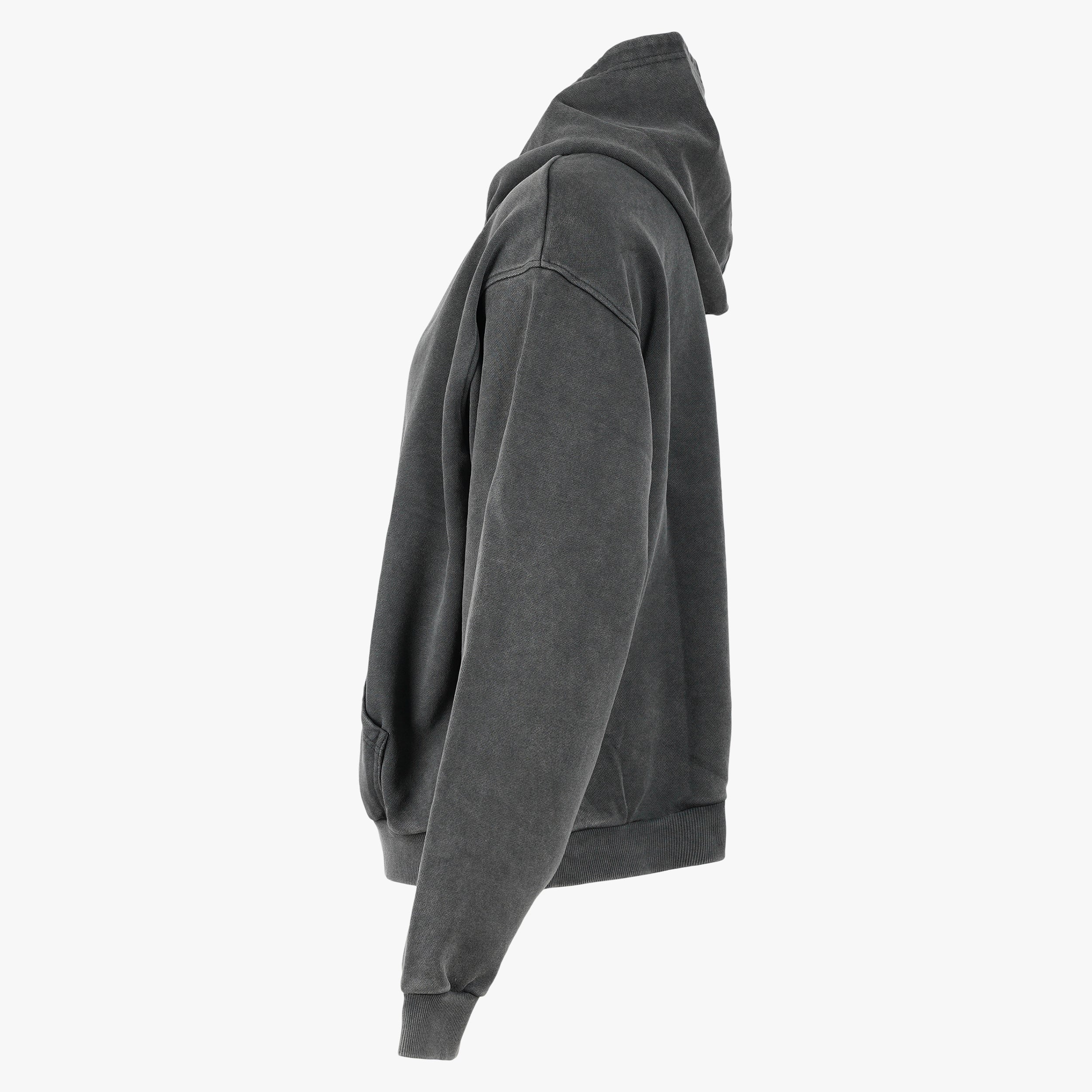 Filling Pieces Hoodie Verwassen Zwart | Boxy Embroidered