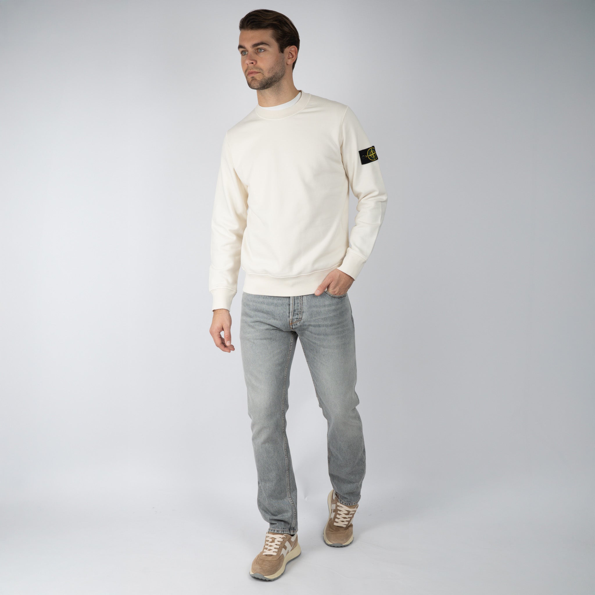 Stone Island Sweater Crème | Cotton Fleece