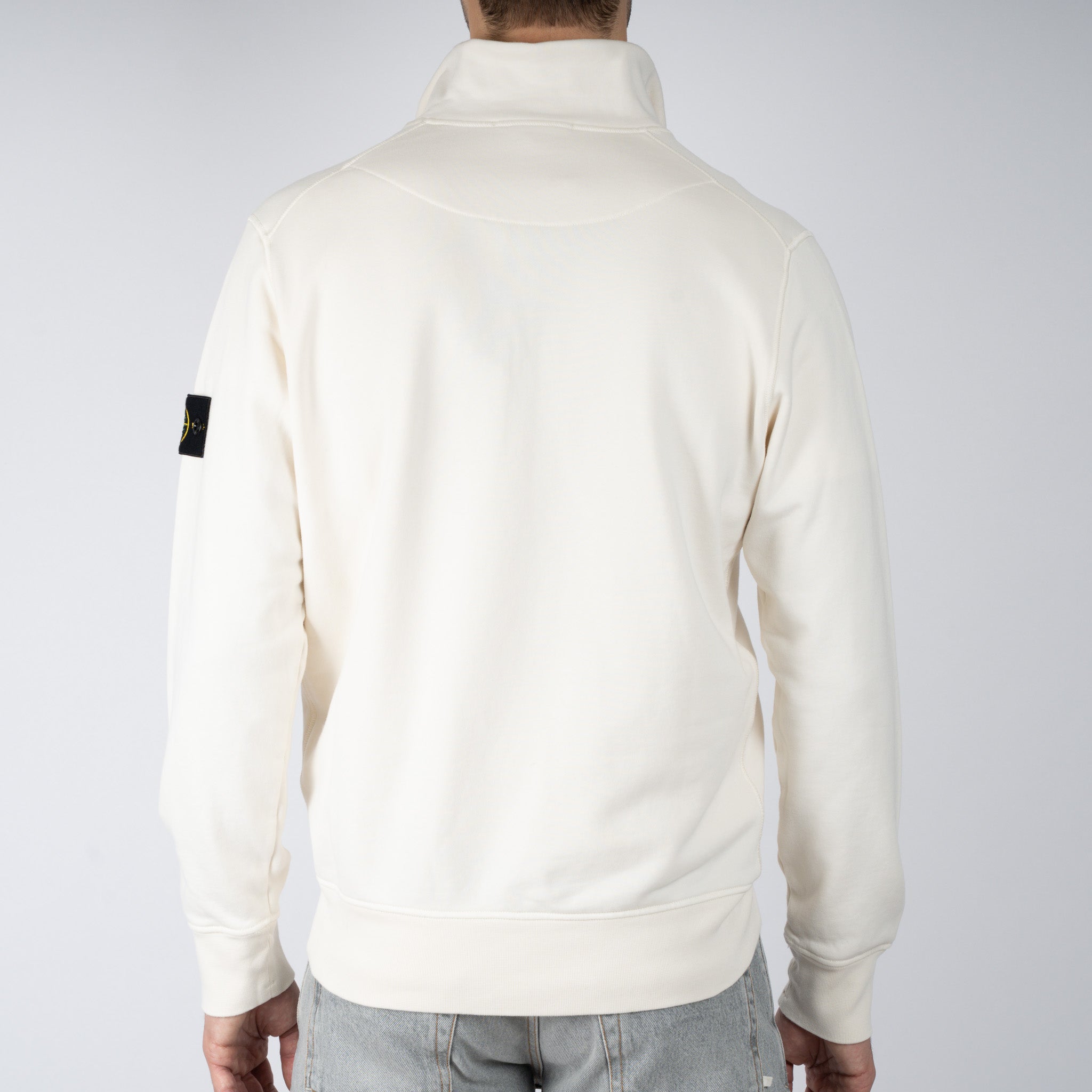 Stone Island Sweater met Rits Crème | Cotton Fleece