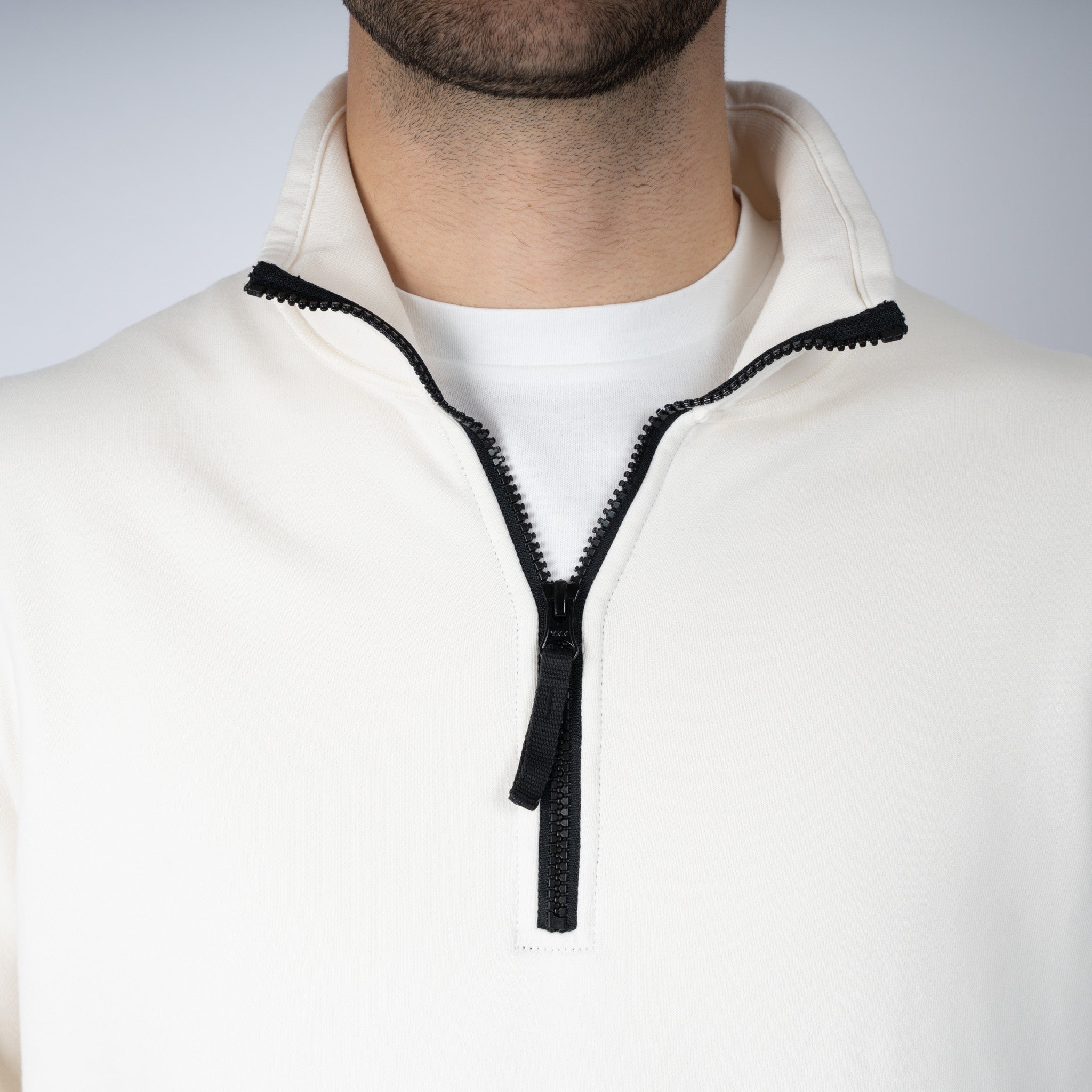 Stone Island Sweater met Rits Crème | Cotton Fleece