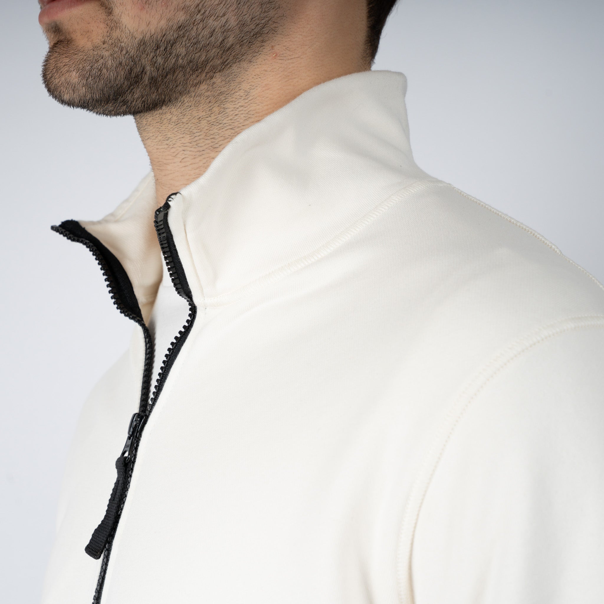 Stone Island Sweater met Rits Crème | Cotton Fleece