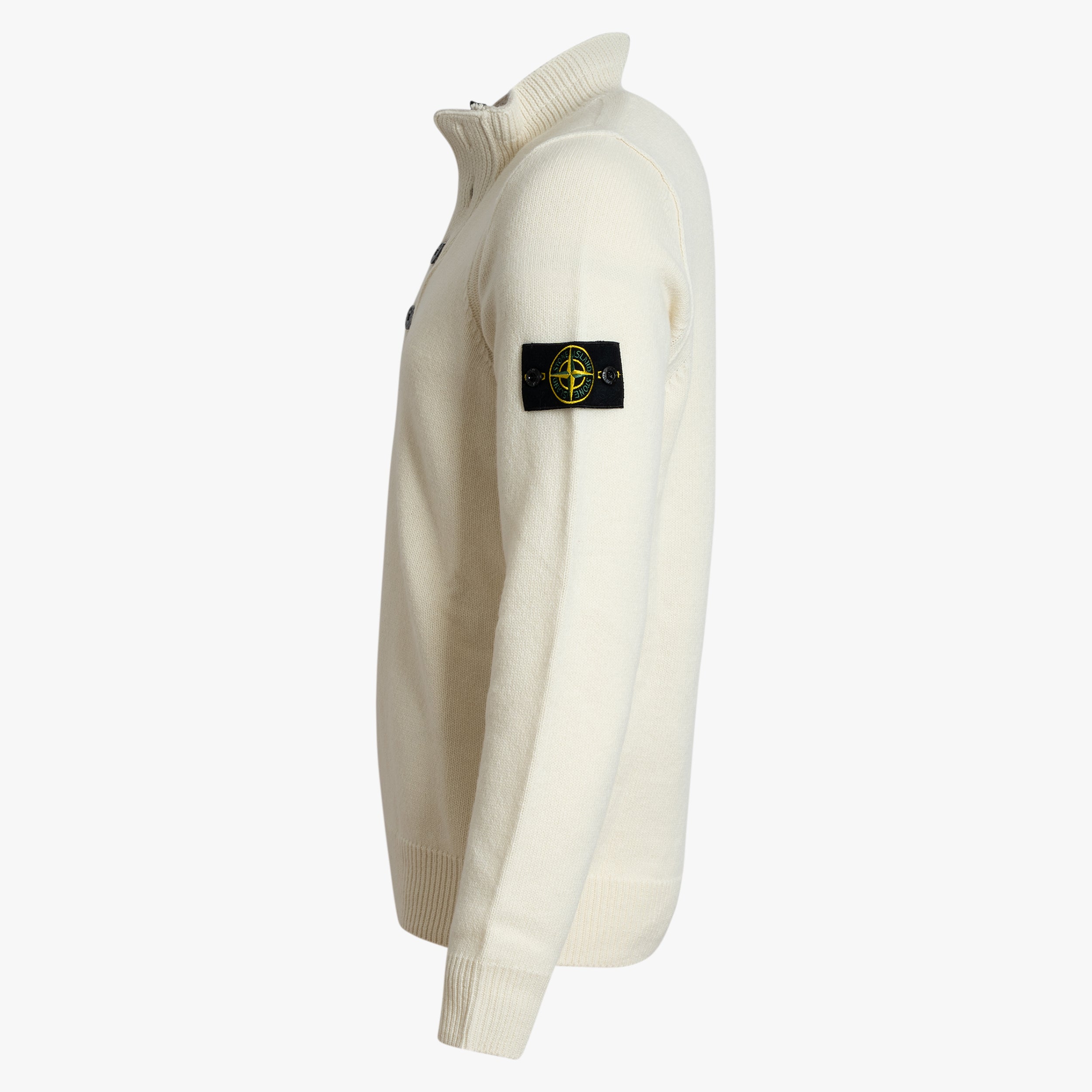 Stone Island Gebreide Trui met Knopenlijst Crème | Lambswool