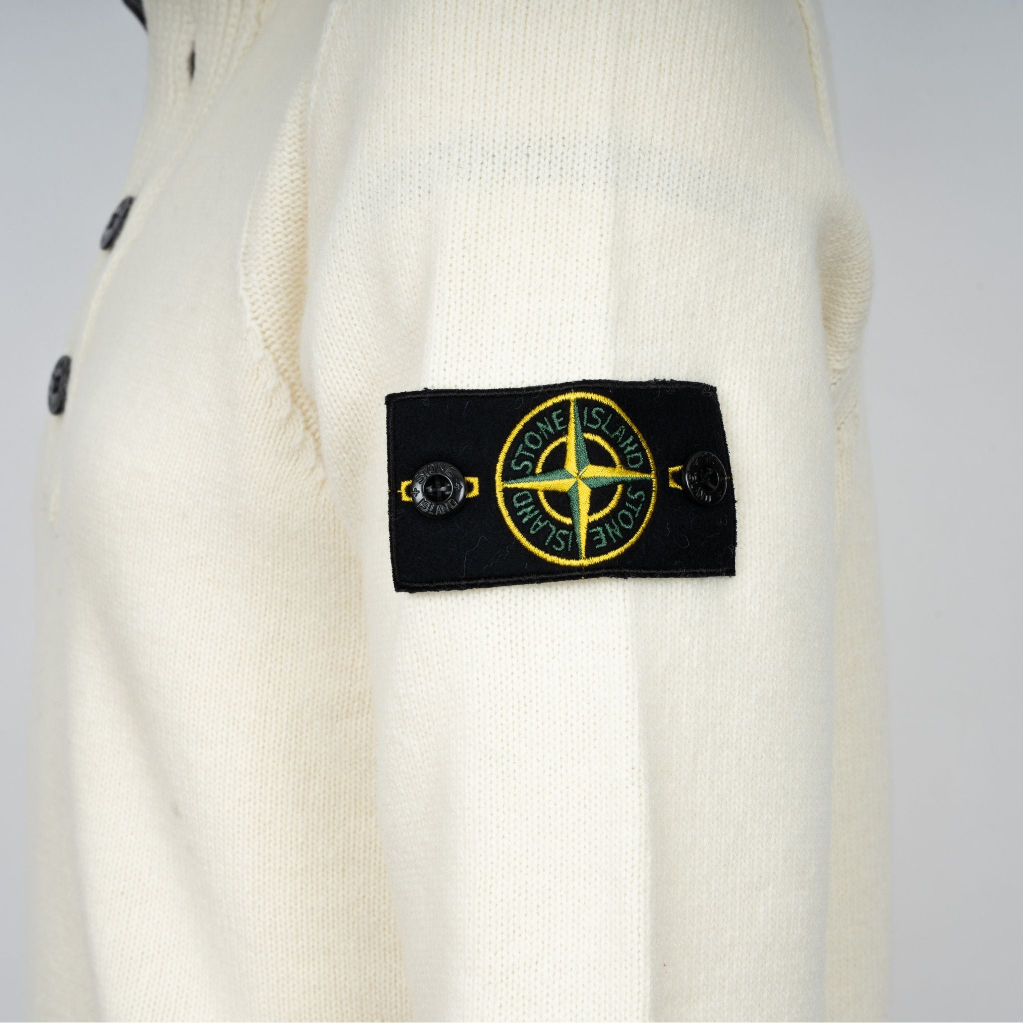 Stone Island Gebreide Trui met Knopenlijst Crème | Lambswool
