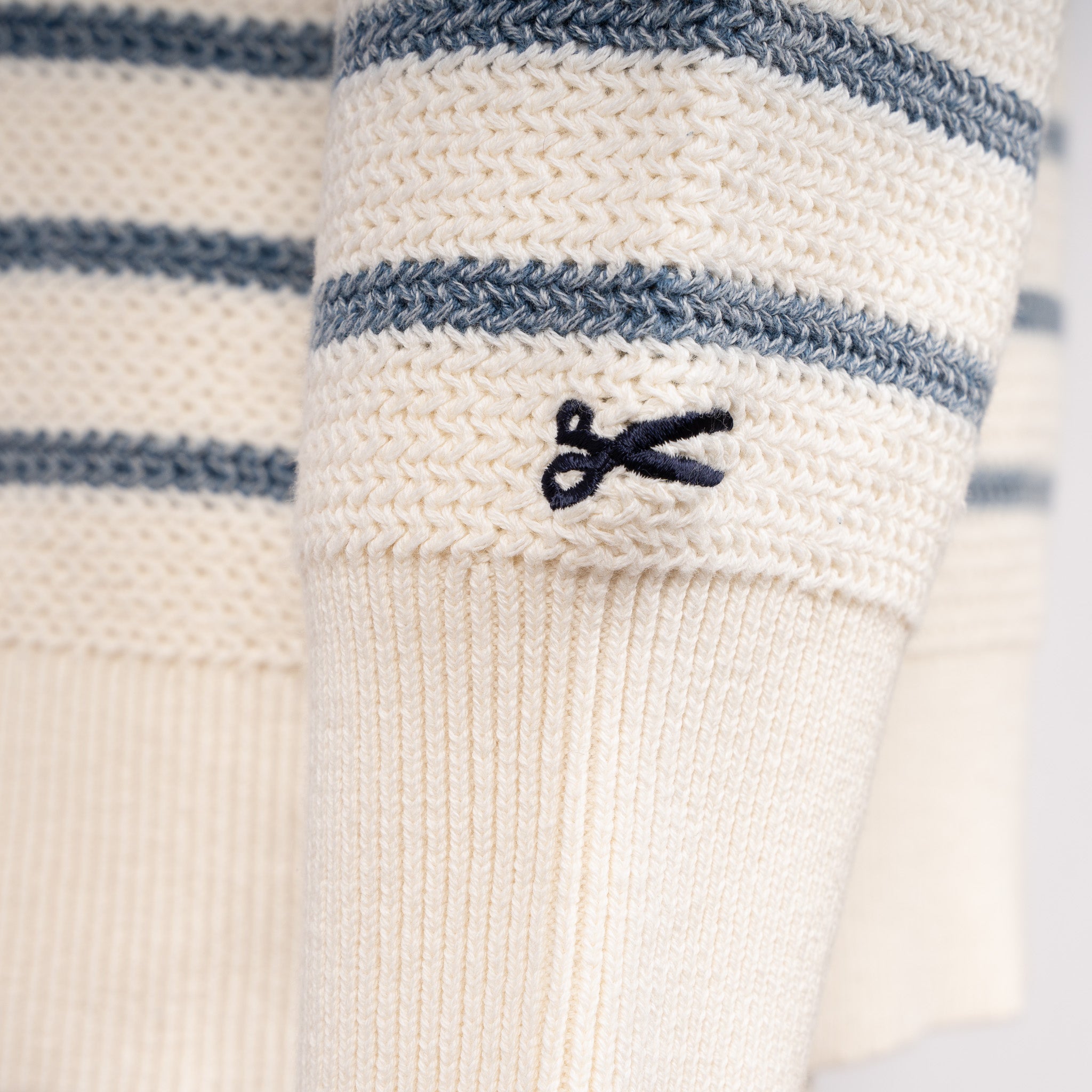 Denham Gebreide Trui Lichtblauw Gestreept | Leo Crewneck