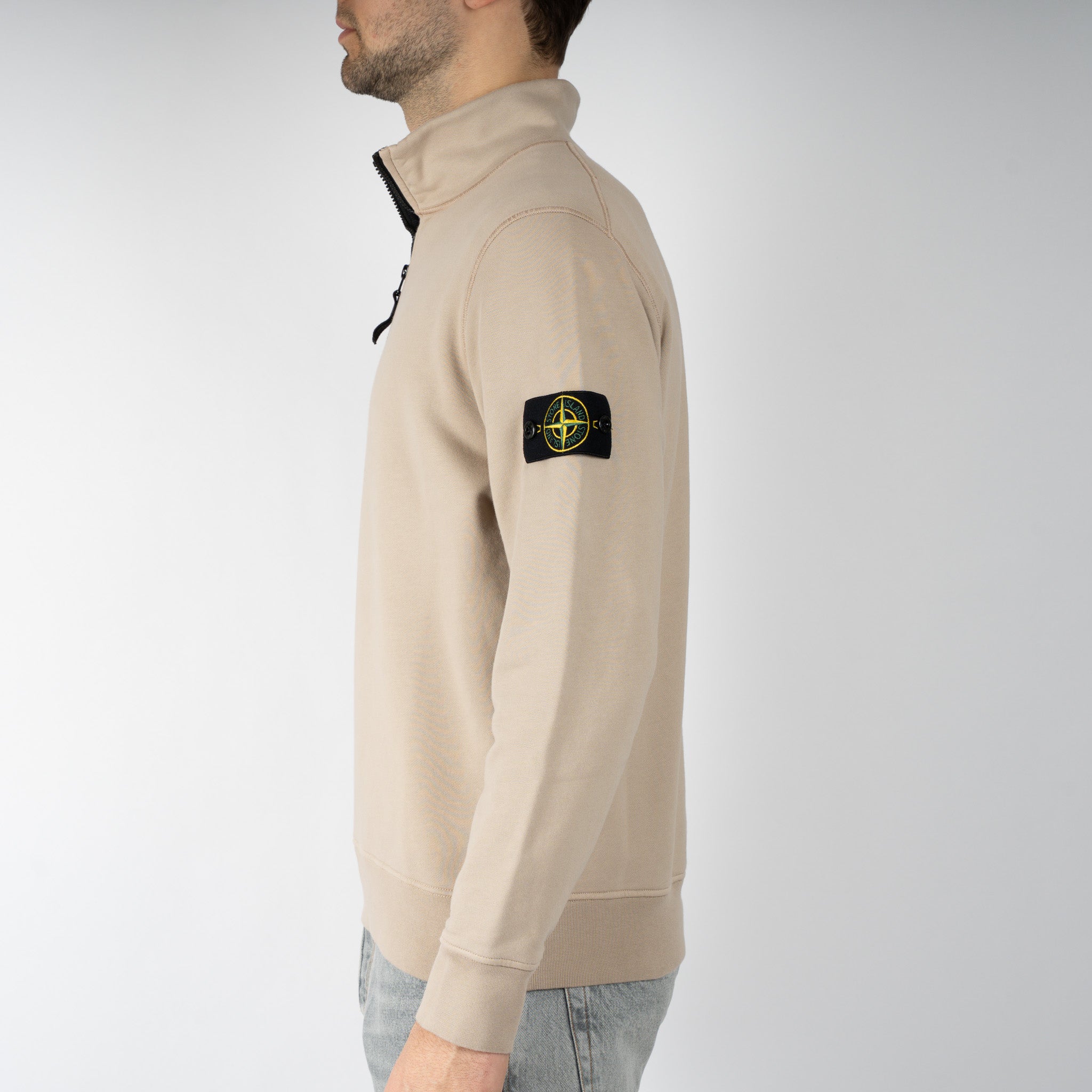 Stone Island Sweater met Rits Zand | Cotton Fleece
