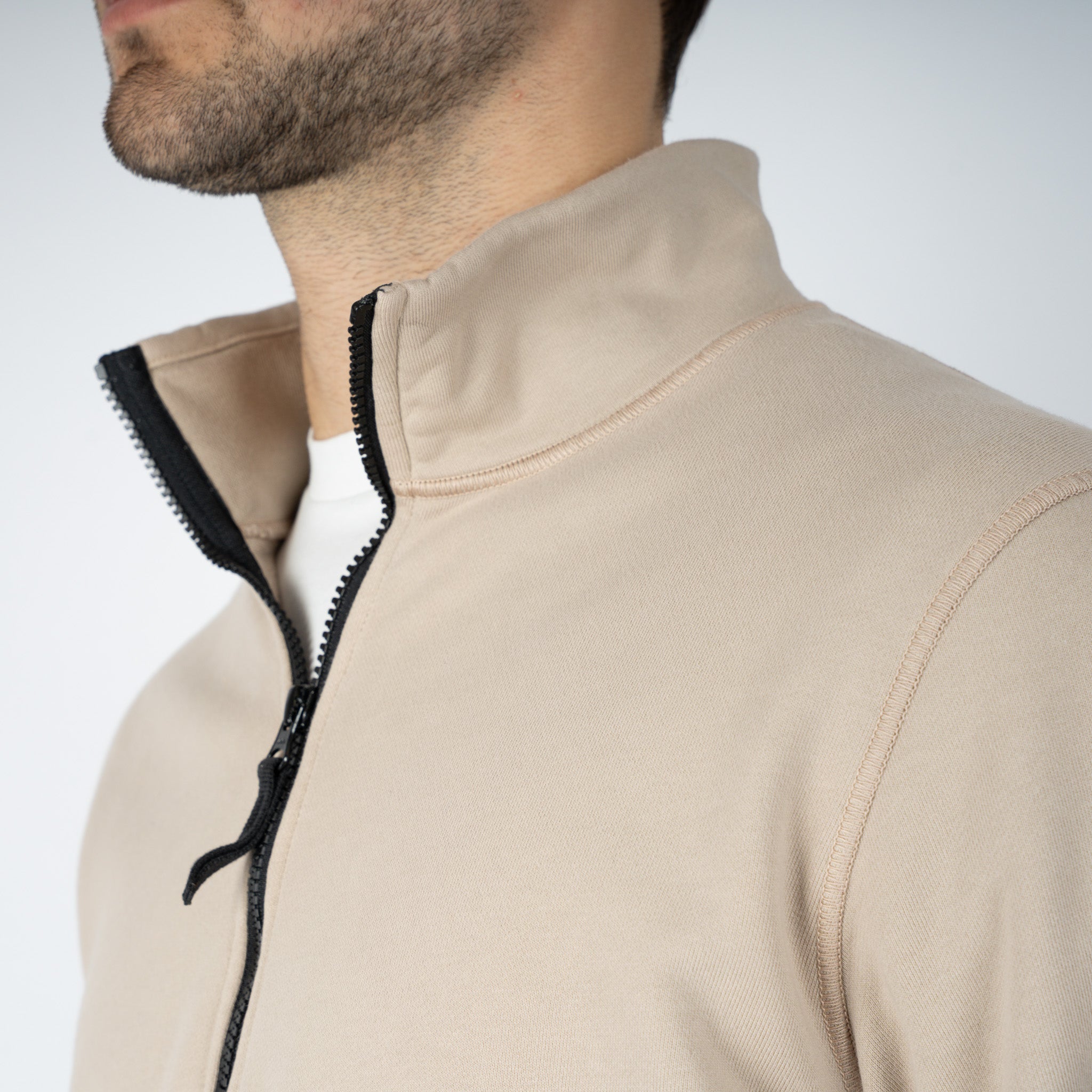 Stone Island Sweater met Rits Zand | Cotton Fleece