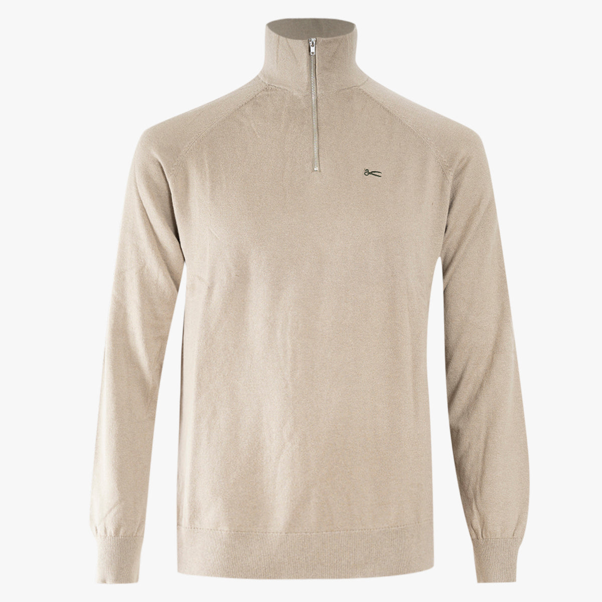 Denham Trui met Rits Beige | Scissor Raglan Half Zip