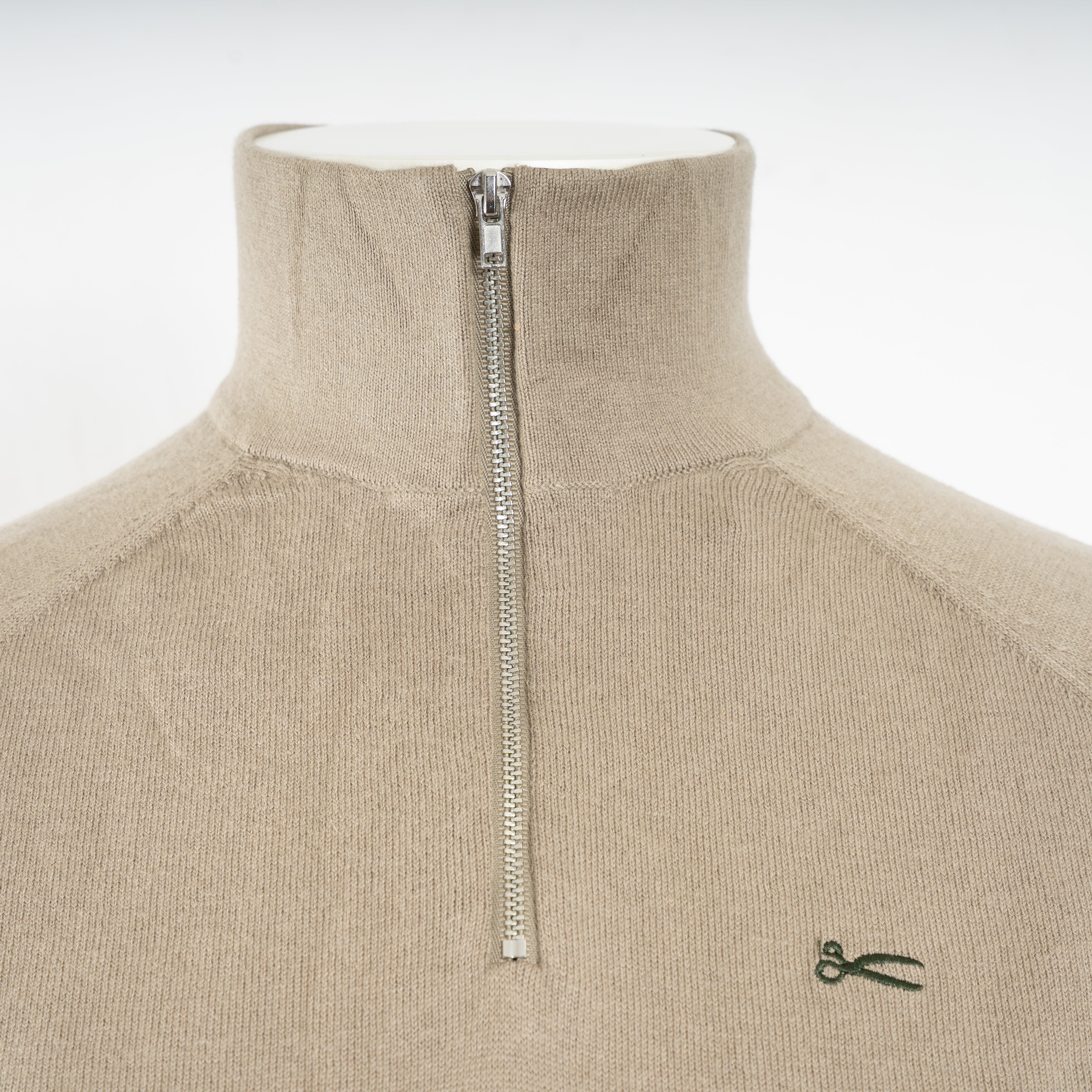 Denham Trui met Rits Beige | Scissor Raglan Half Zip