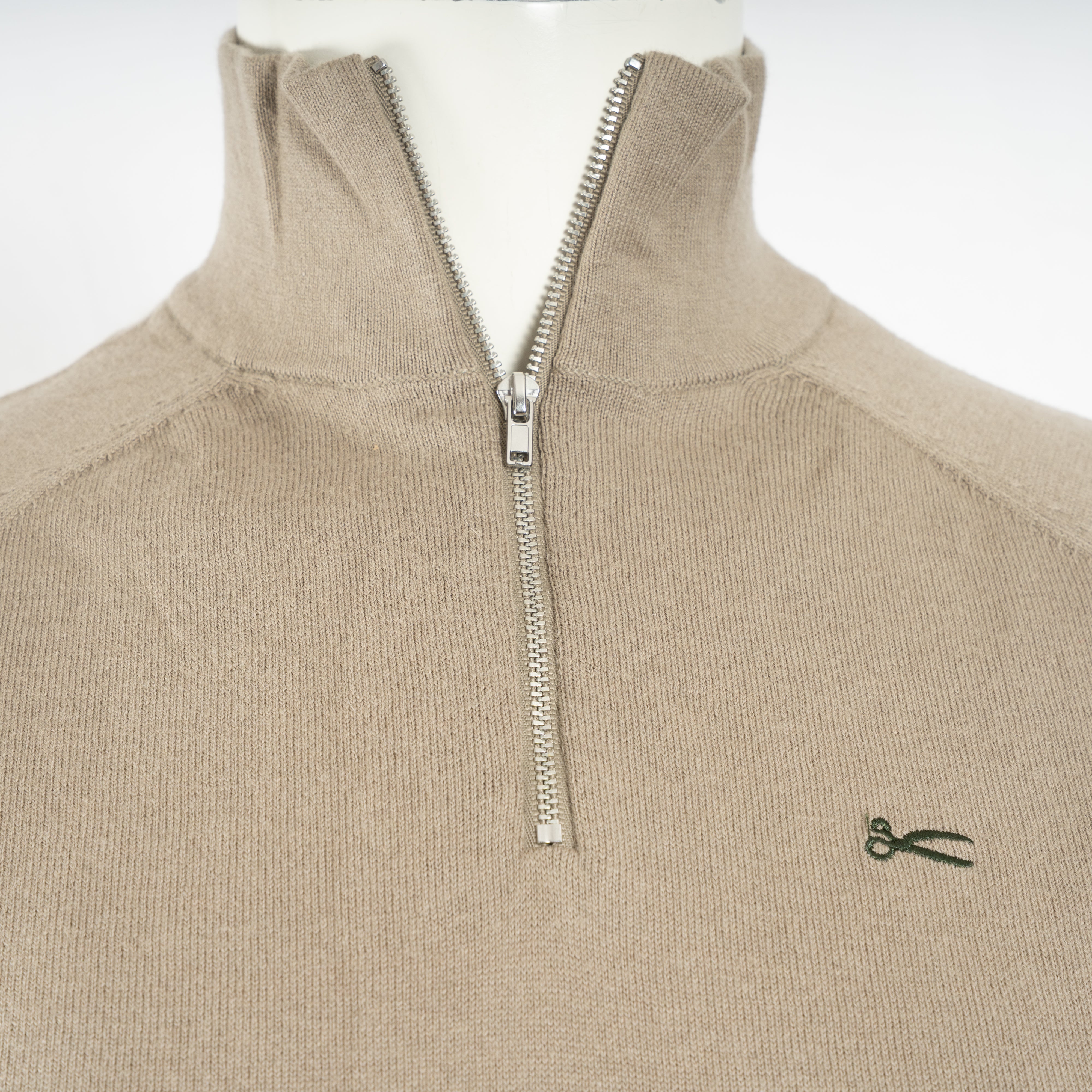 Denham Trui met Rits Beige | Scissor Raglan Half Zip