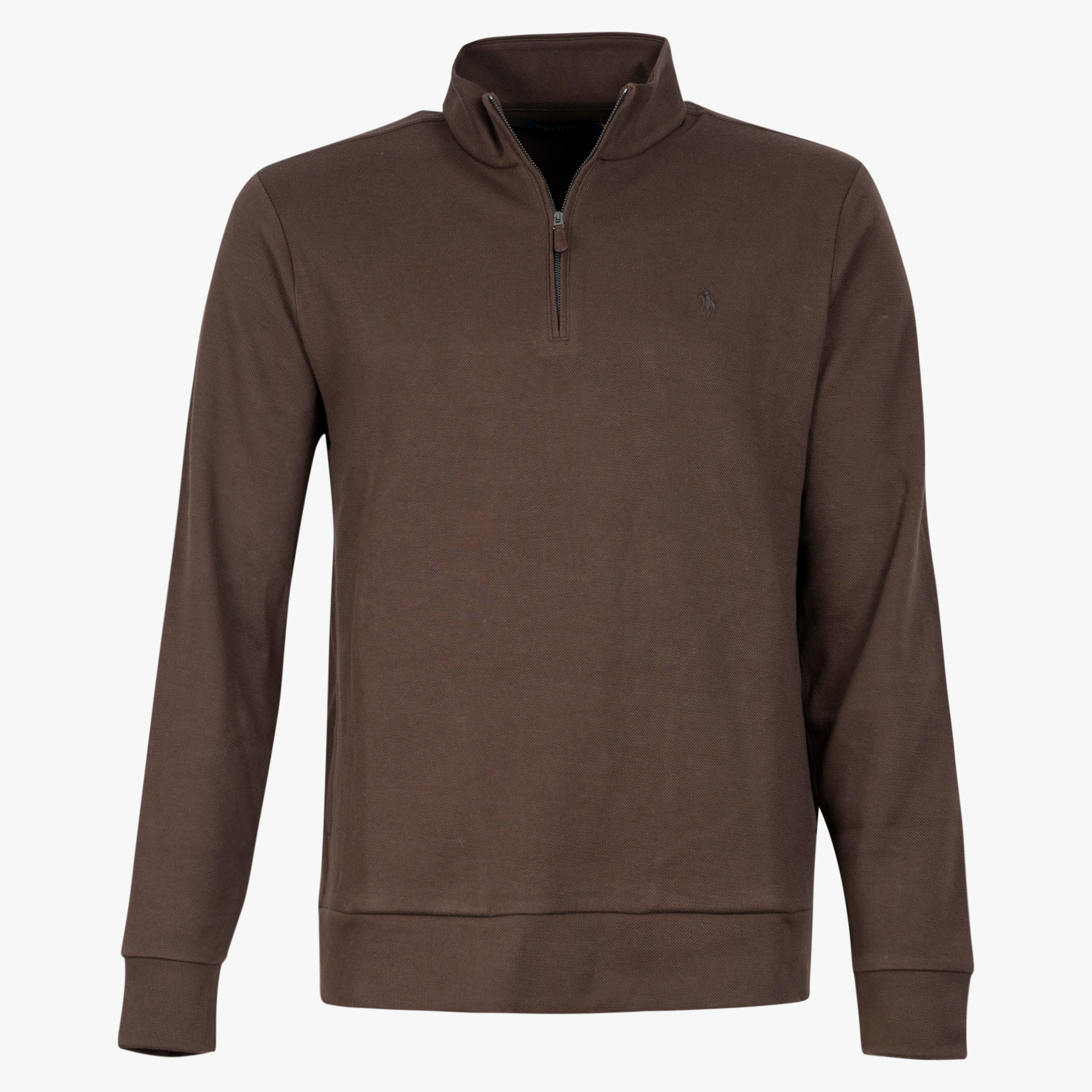 Ralph Lauren Gebreide Trui met Rits Bruin | Double-Knit Mesh