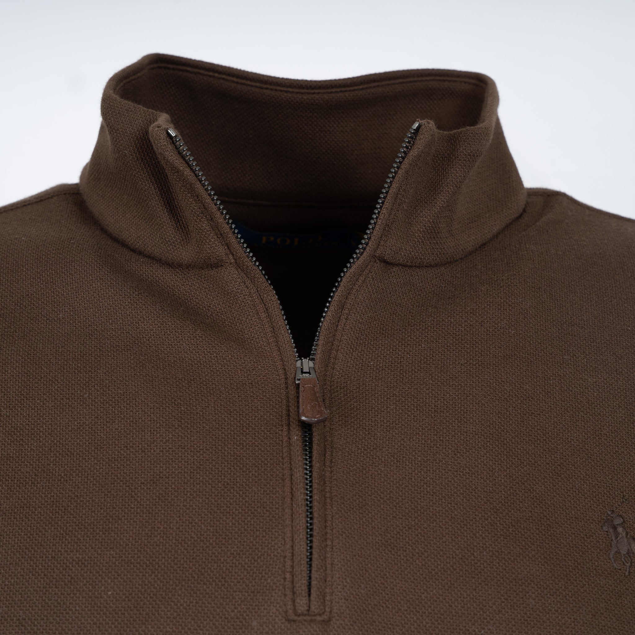 Ralph Lauren Gebreide Trui met Rits Bruin | Double-Knit Mesh