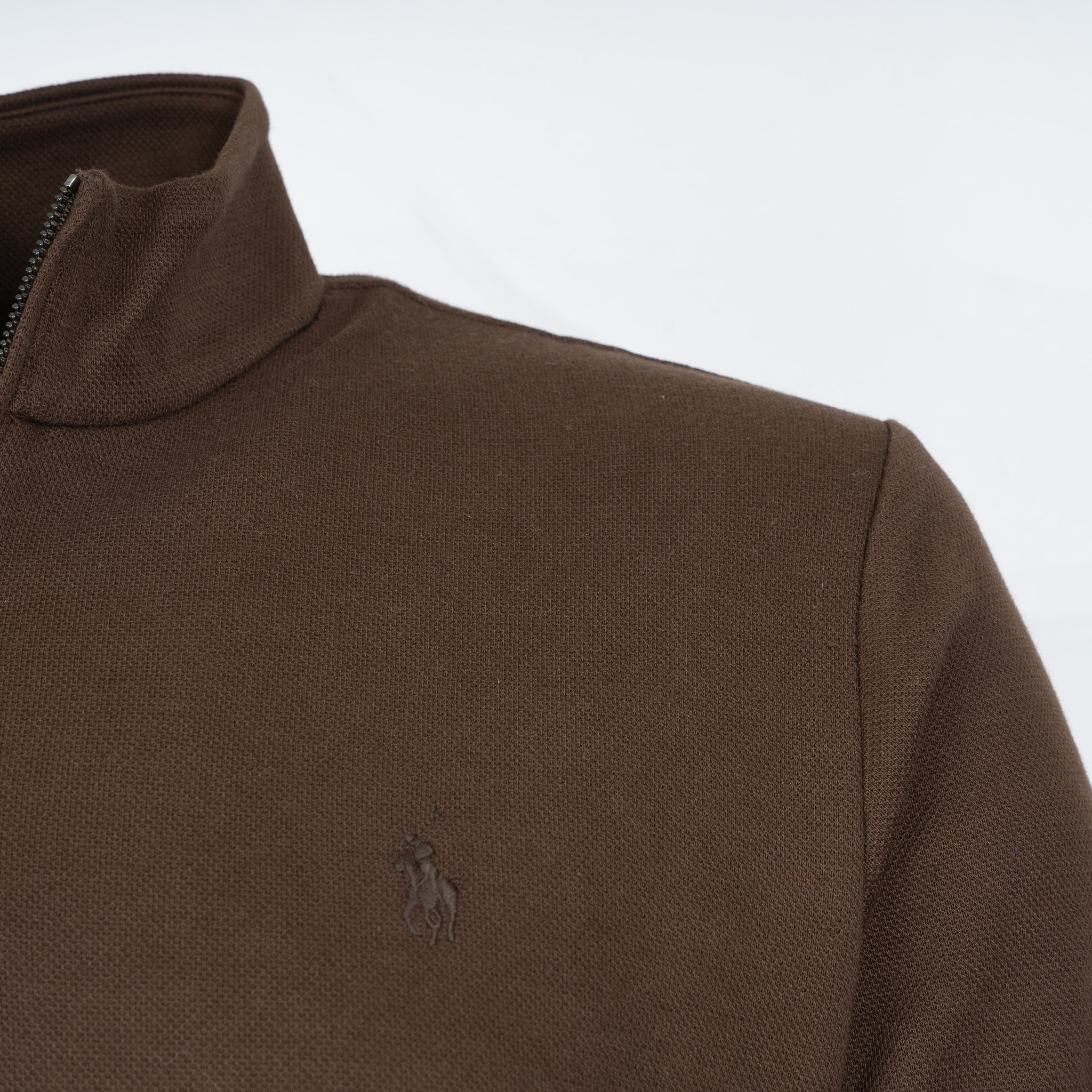 Ralph Lauren Gebreide Trui met Rits Bruin | Double-Knit Mesh