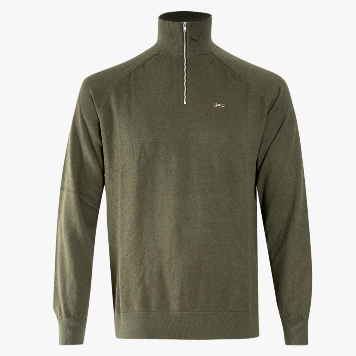 Denham Trui met Rits Groen | Scissor Raglan Half Zip