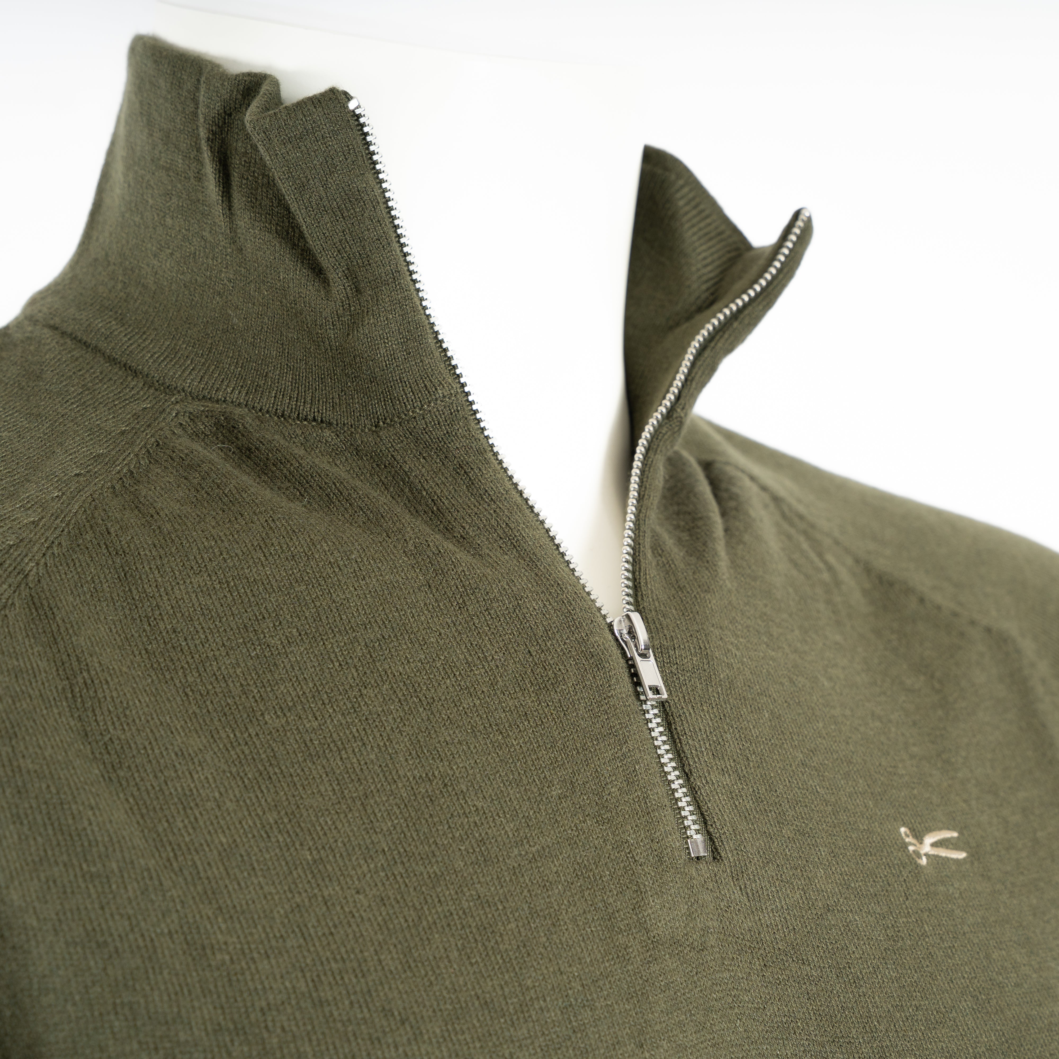 Denham Trui met Rits Groen | Scissor Raglan Half Zip