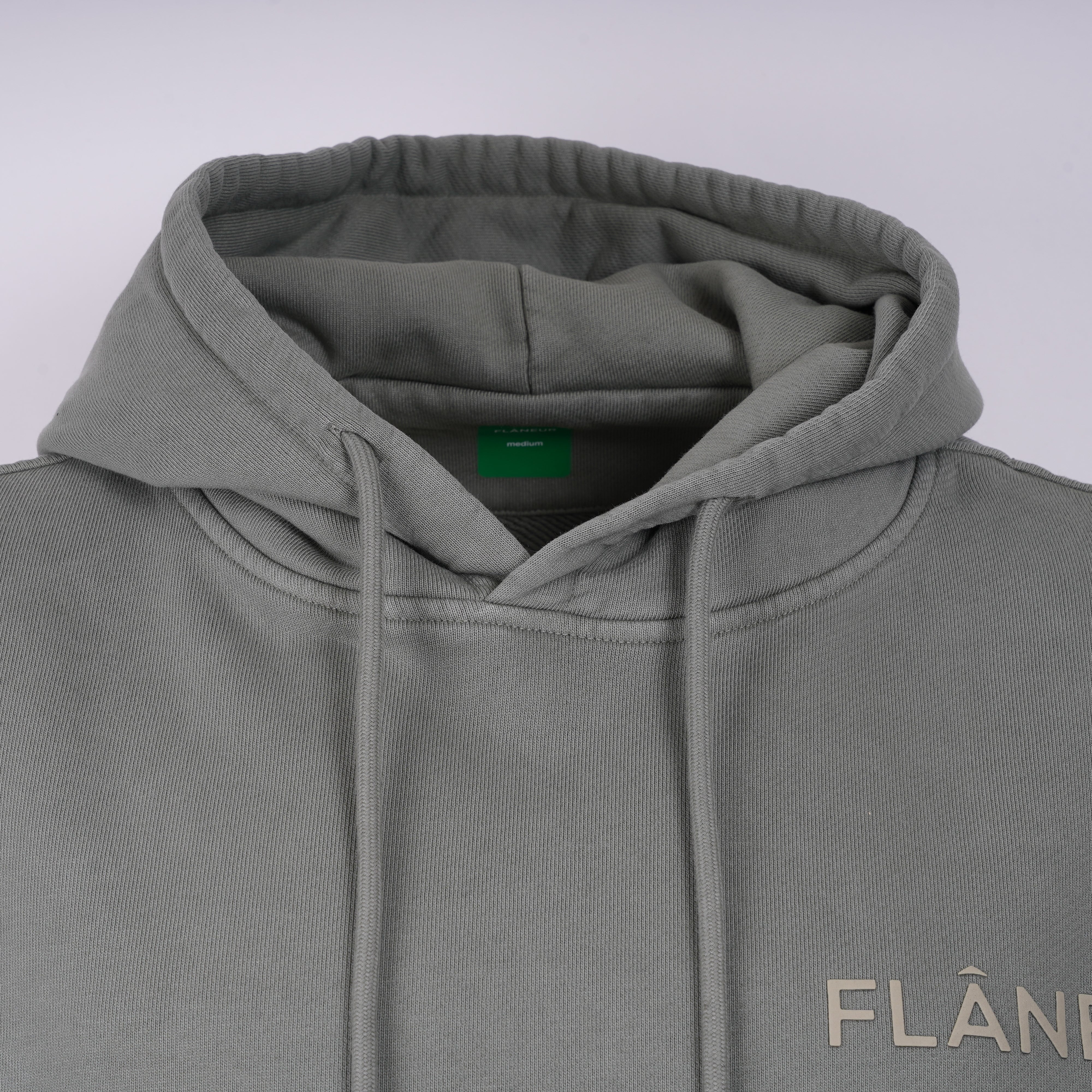 Flaneur Hoodie Groen | Double Logo Washed
