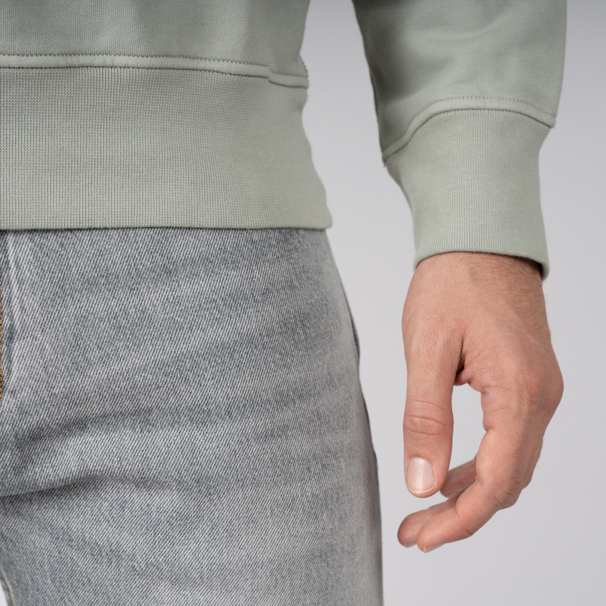 Stone Island Sweater met Rits Lichtgroen | Cotton Fleece