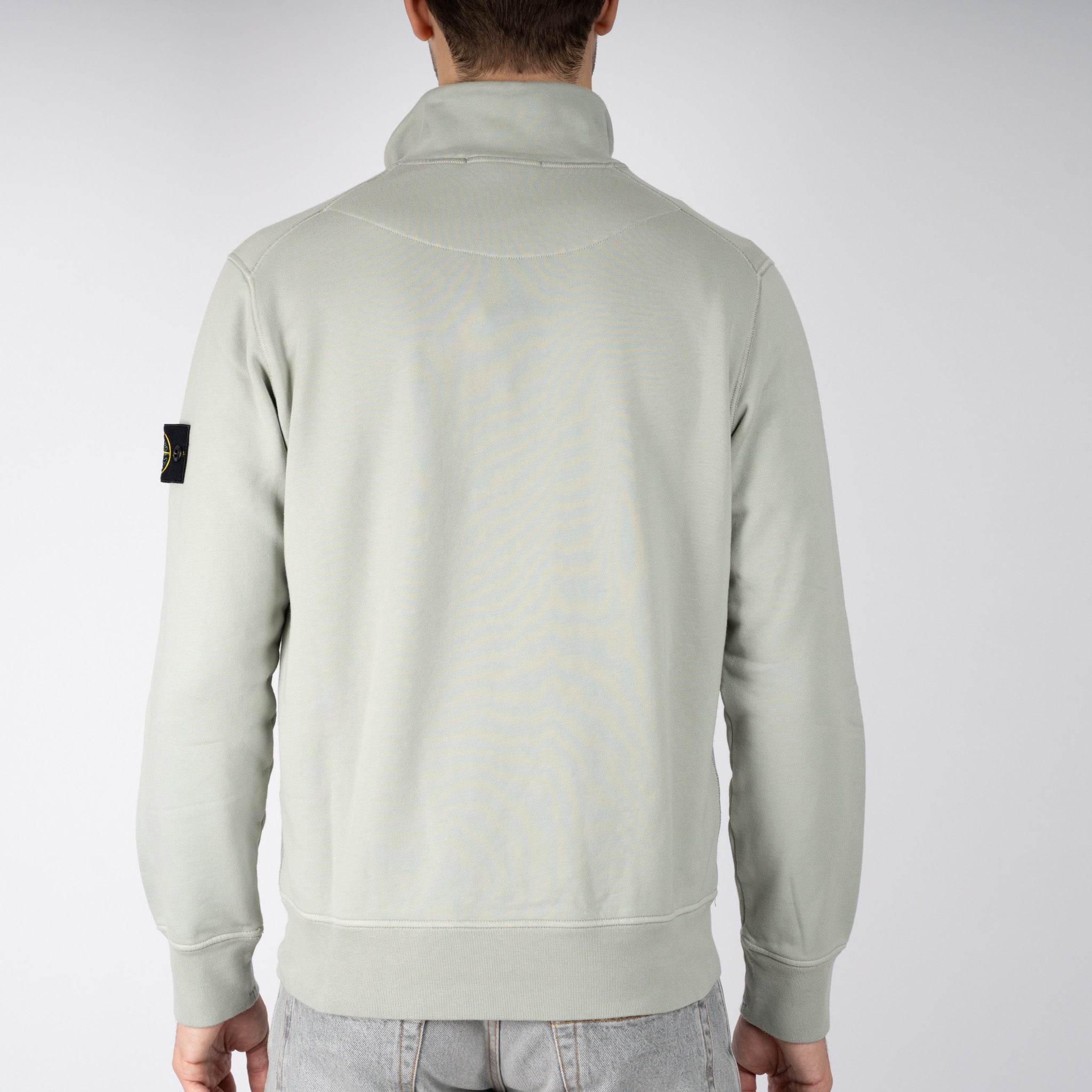 Stone Island Sweater met Rits Lichtgroen | Cotton Fleece
