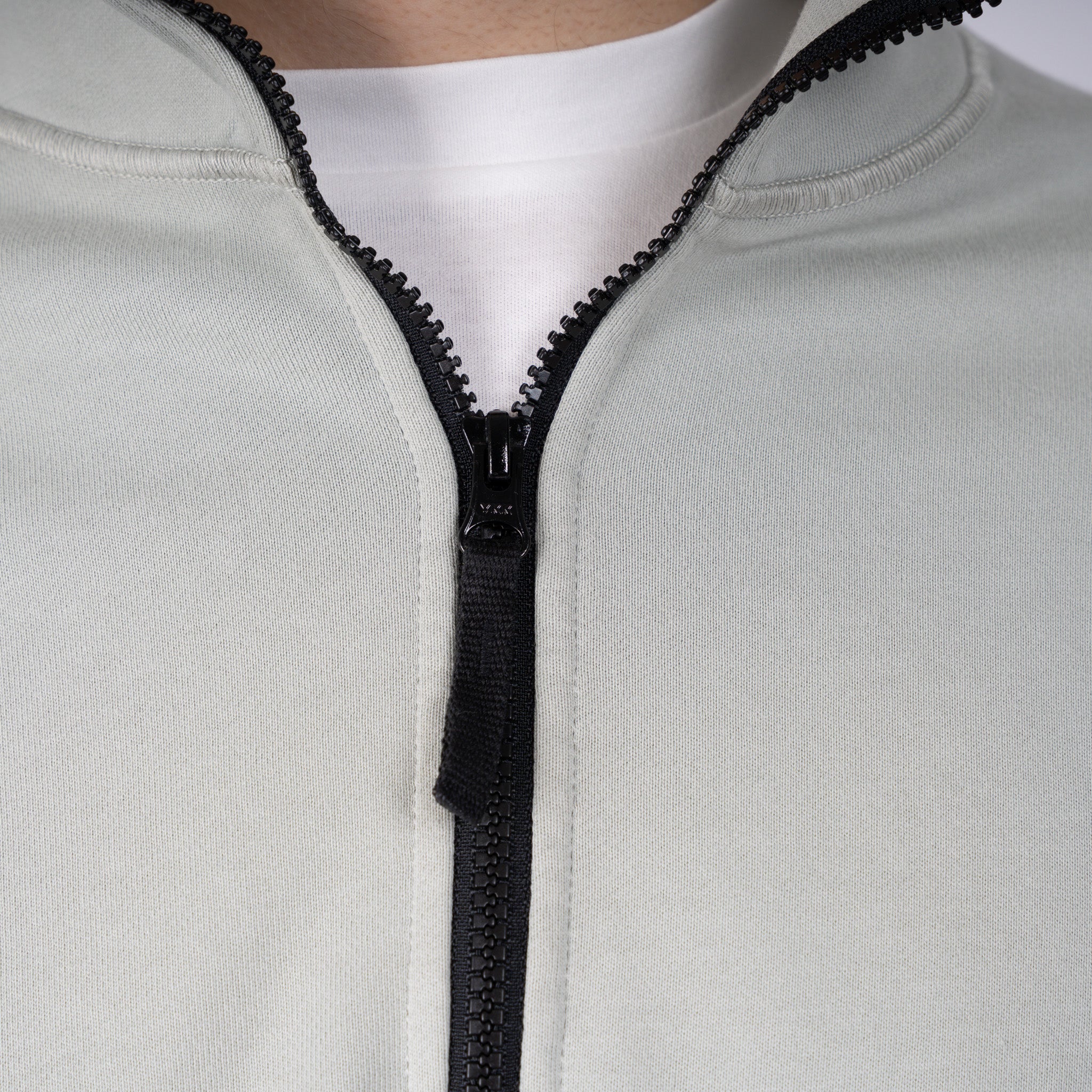 Stone Island Sweater met Rits Lichtgroen | Cotton Fleece