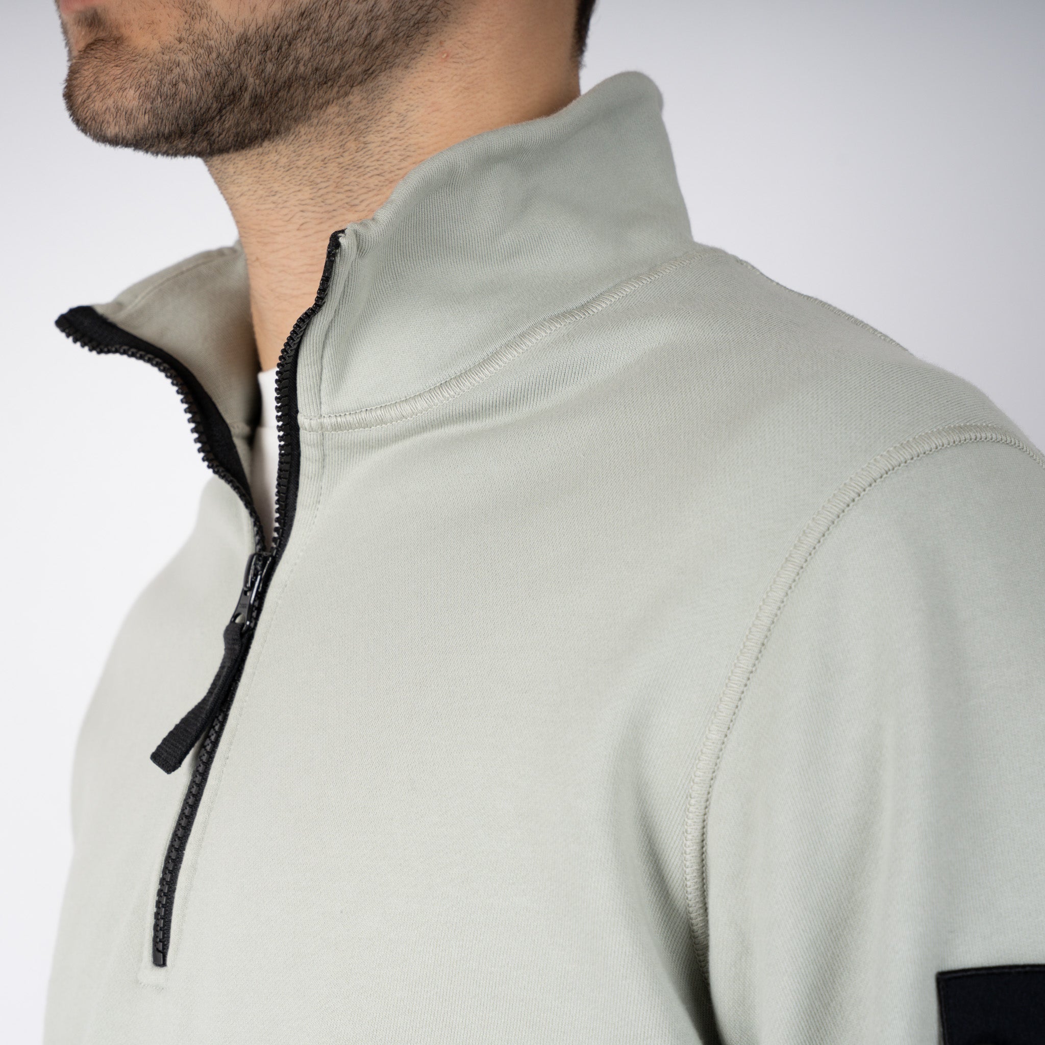 Stone Island Sweater met Rits Lichtgroen | Cotton Fleece