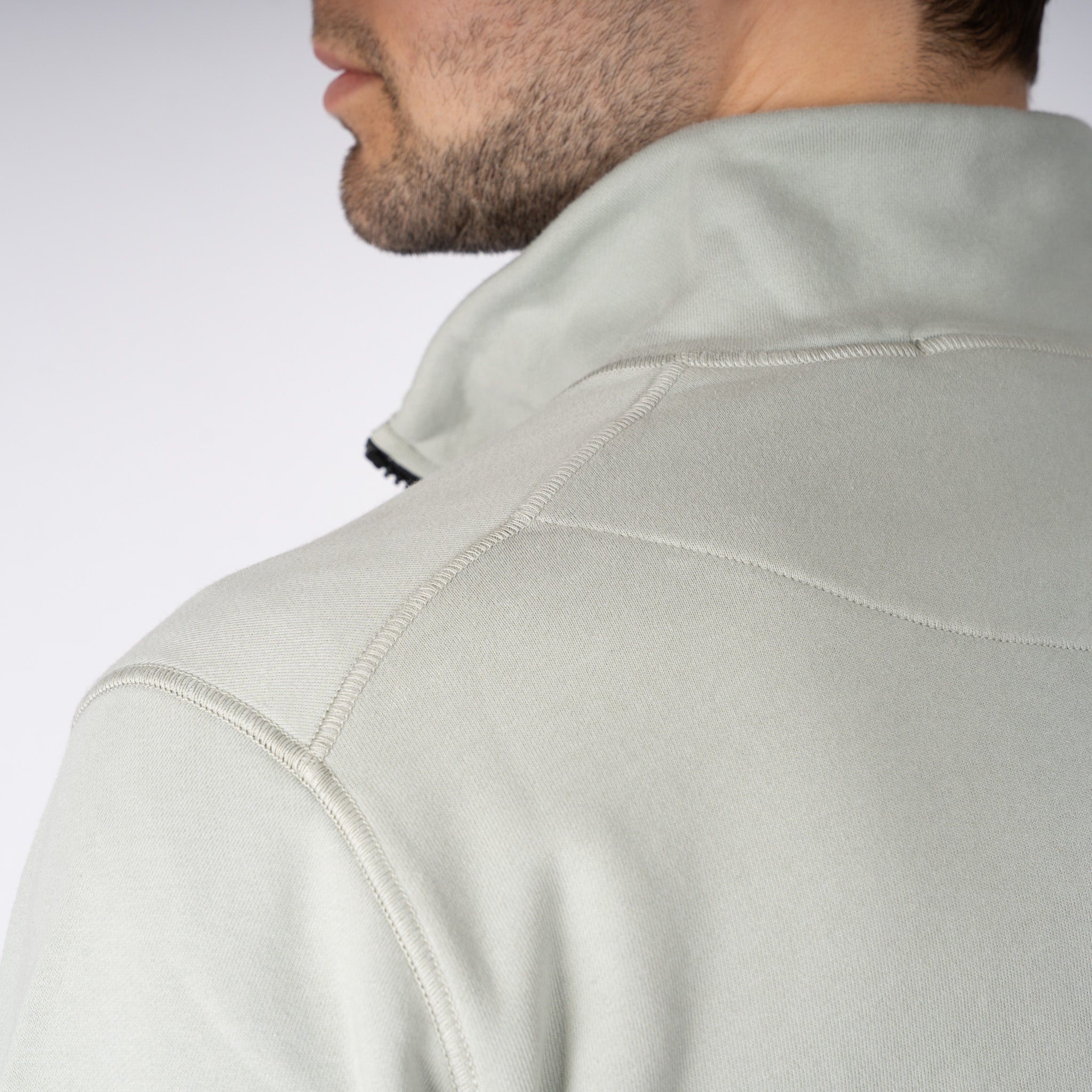 Stone Island Sweater met Rits Lichtgroen | Cotton Fleece