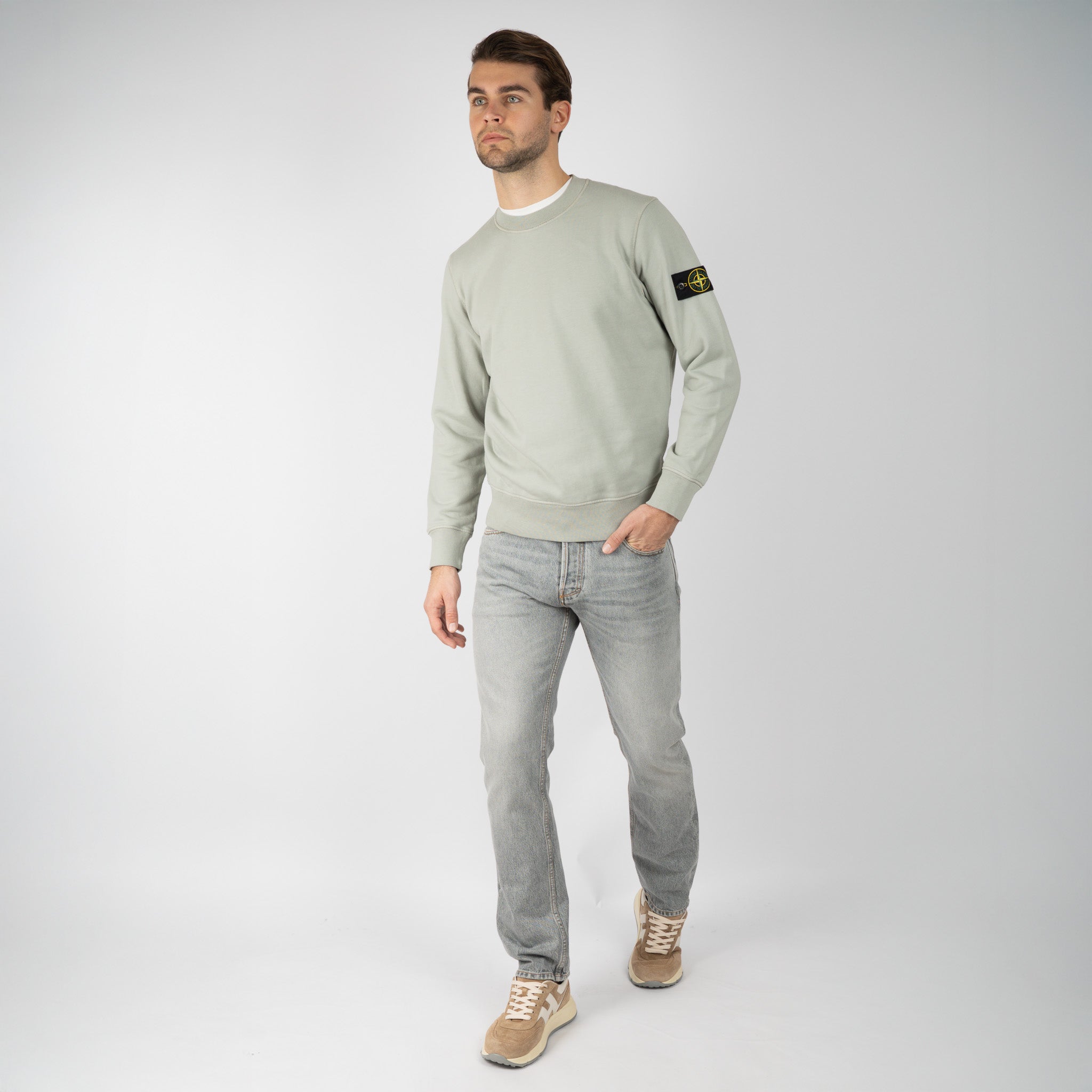 Stone Island Sweater Lichtgroen | Cotton Fleece