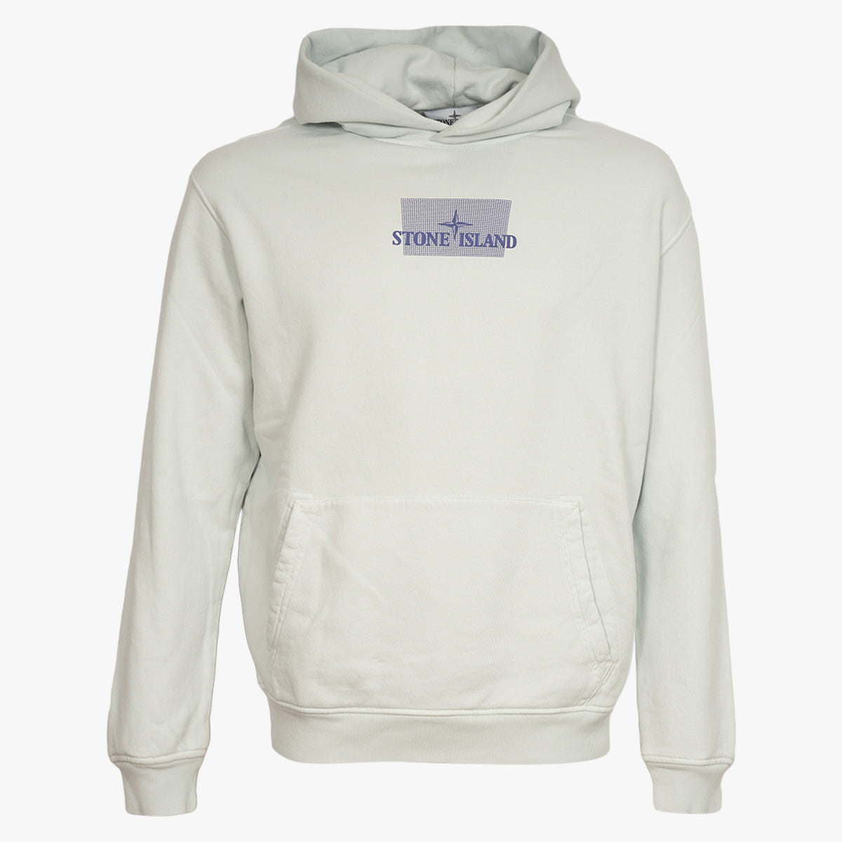 Stone Island Hoodie met Backprint Lichtblauw | Grid Hoodie