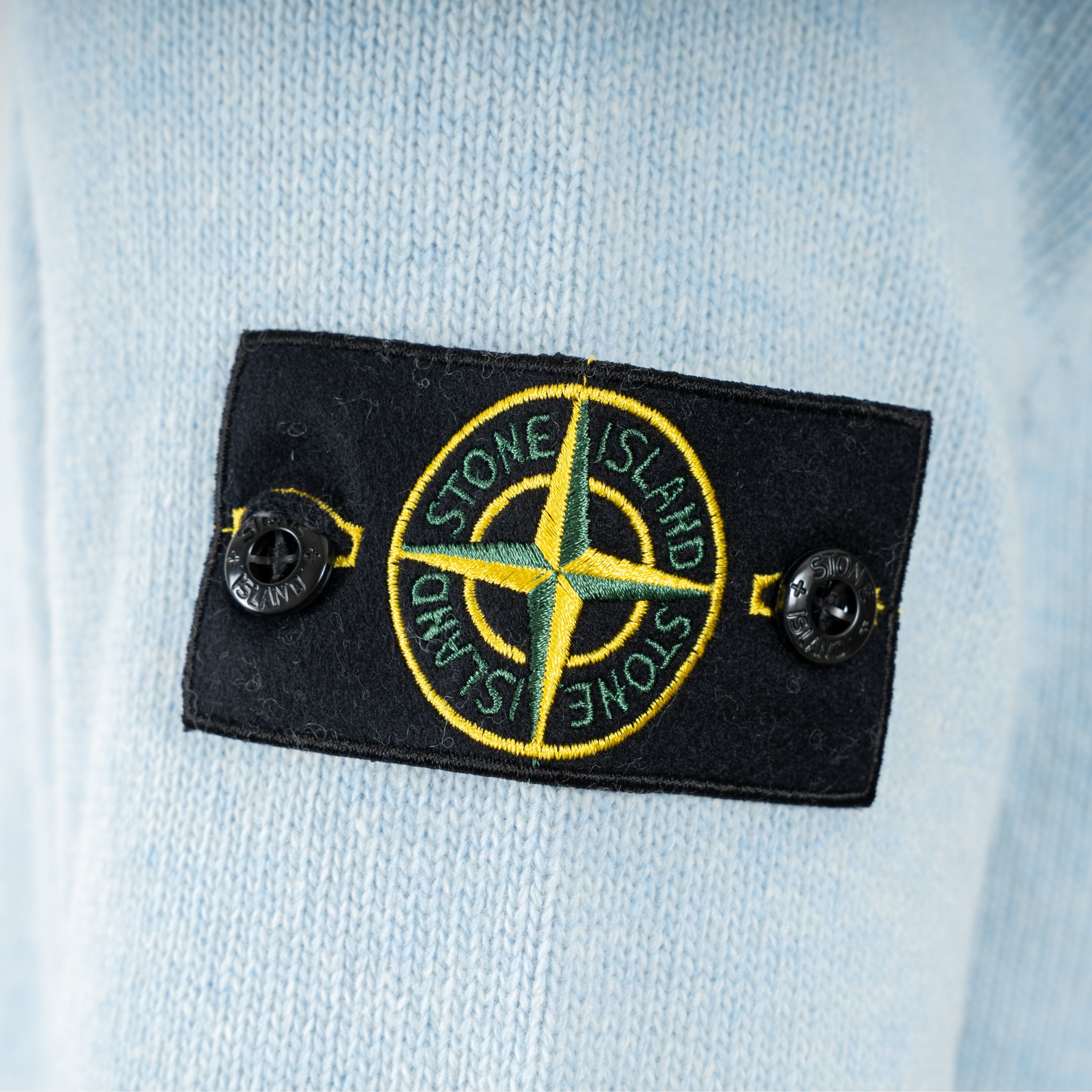 Stone Island Gebreide Trui met Knopenlijst Lichtblauw | Lambswool