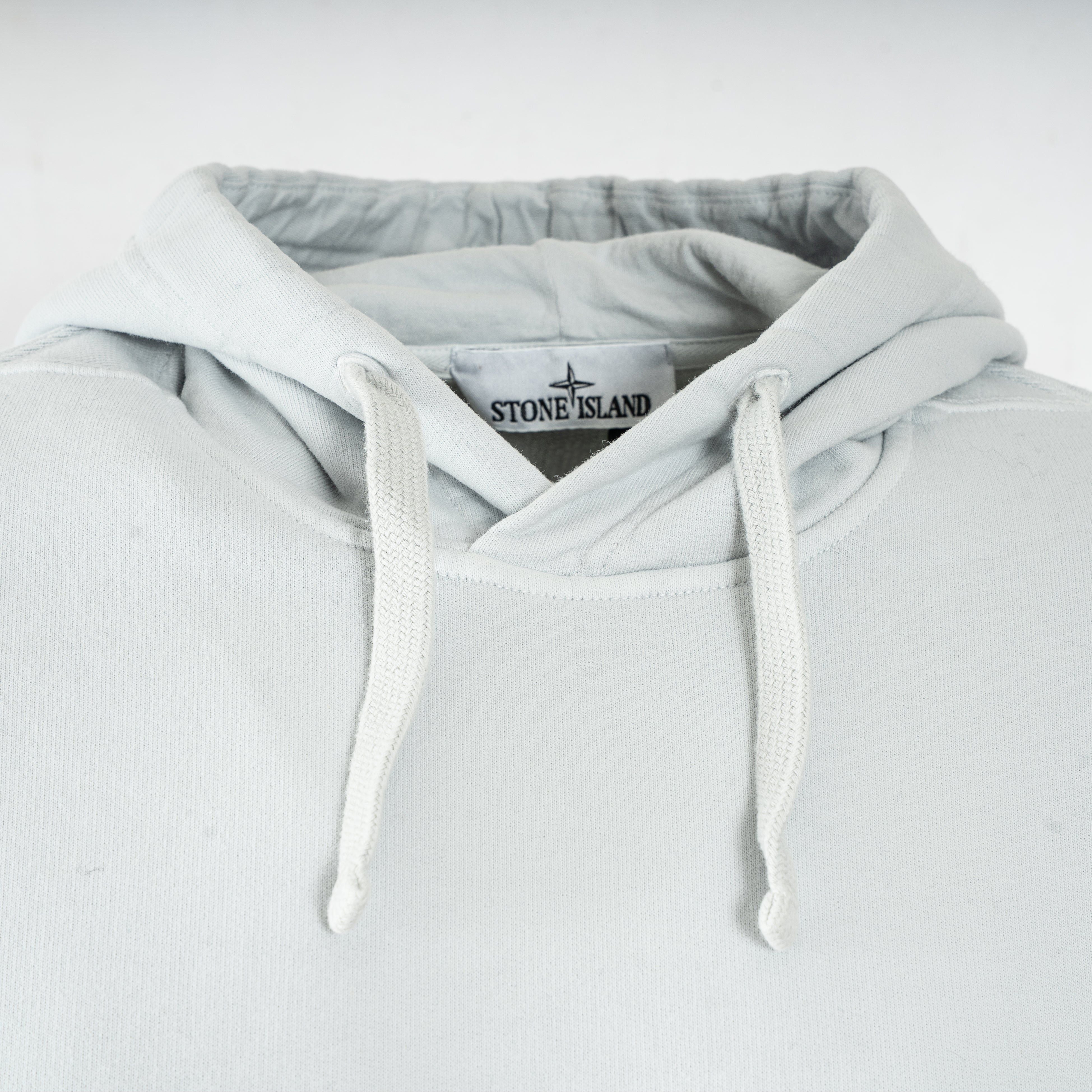 Stone Island Hoodie Lichtblauw | Brushed Organic Cotton Fleece