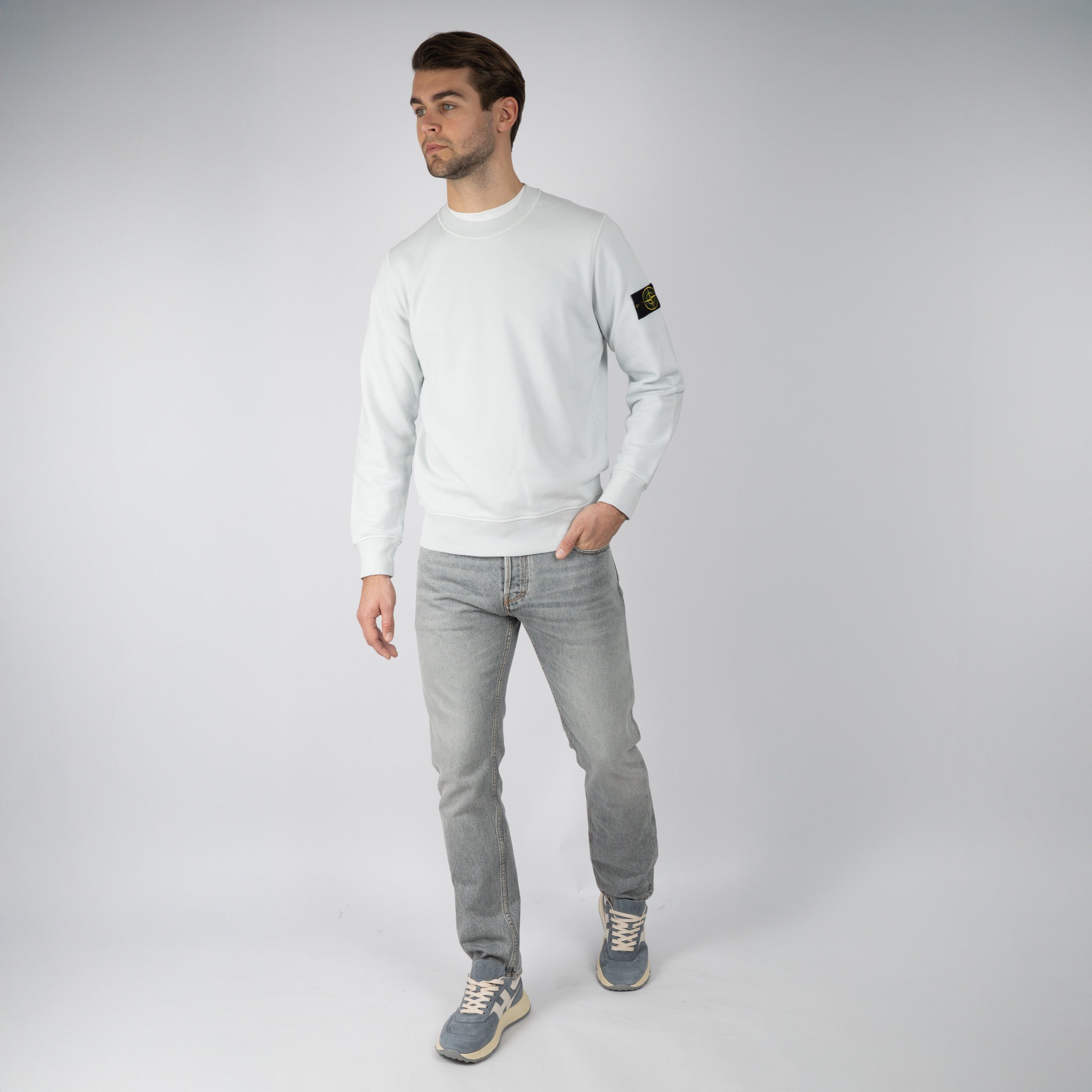 Stone Island Sweater Lichtblauw | Cotton Fleece