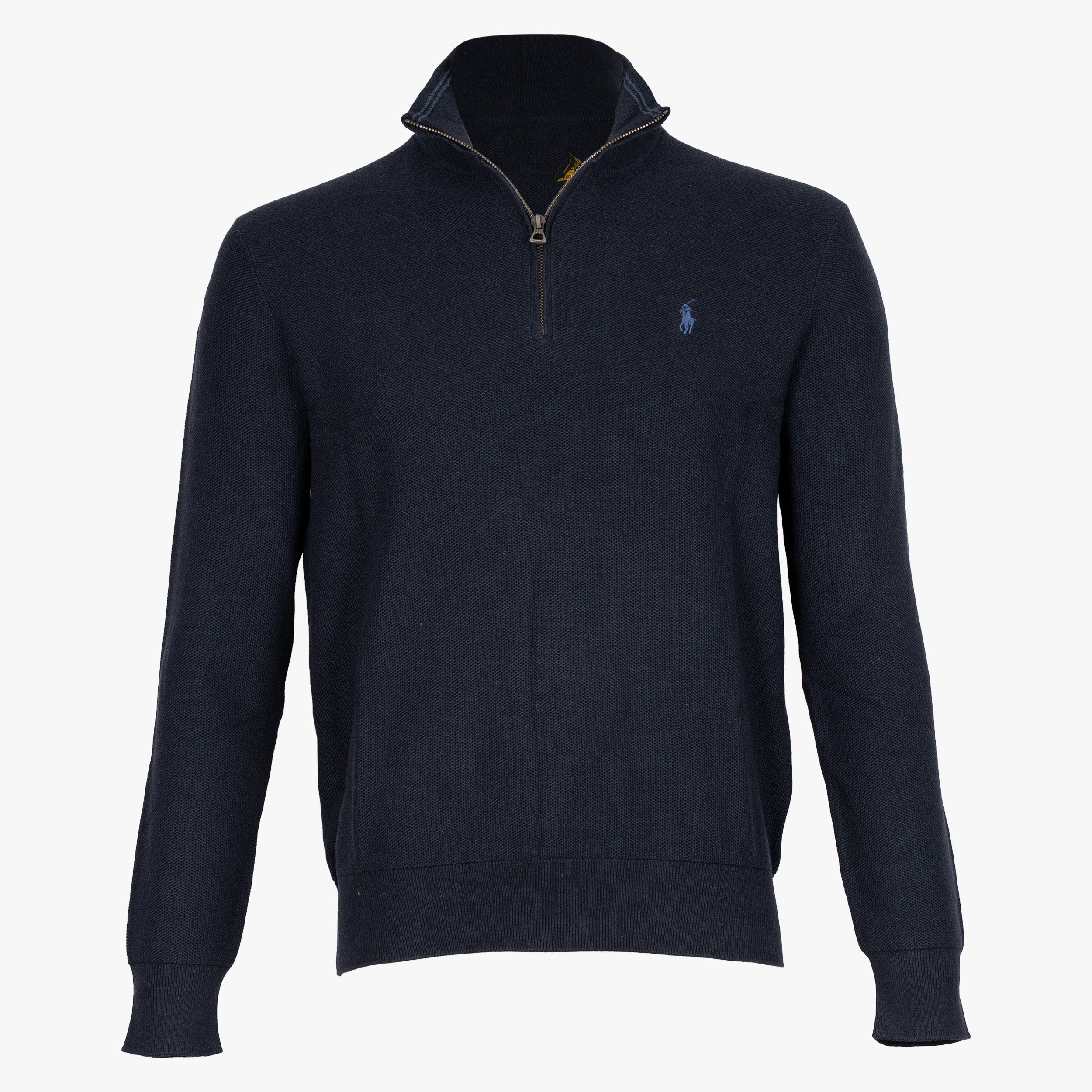 Ralph Lauren Gebreide Trui met Rits Blauw | Mesh Cotton
