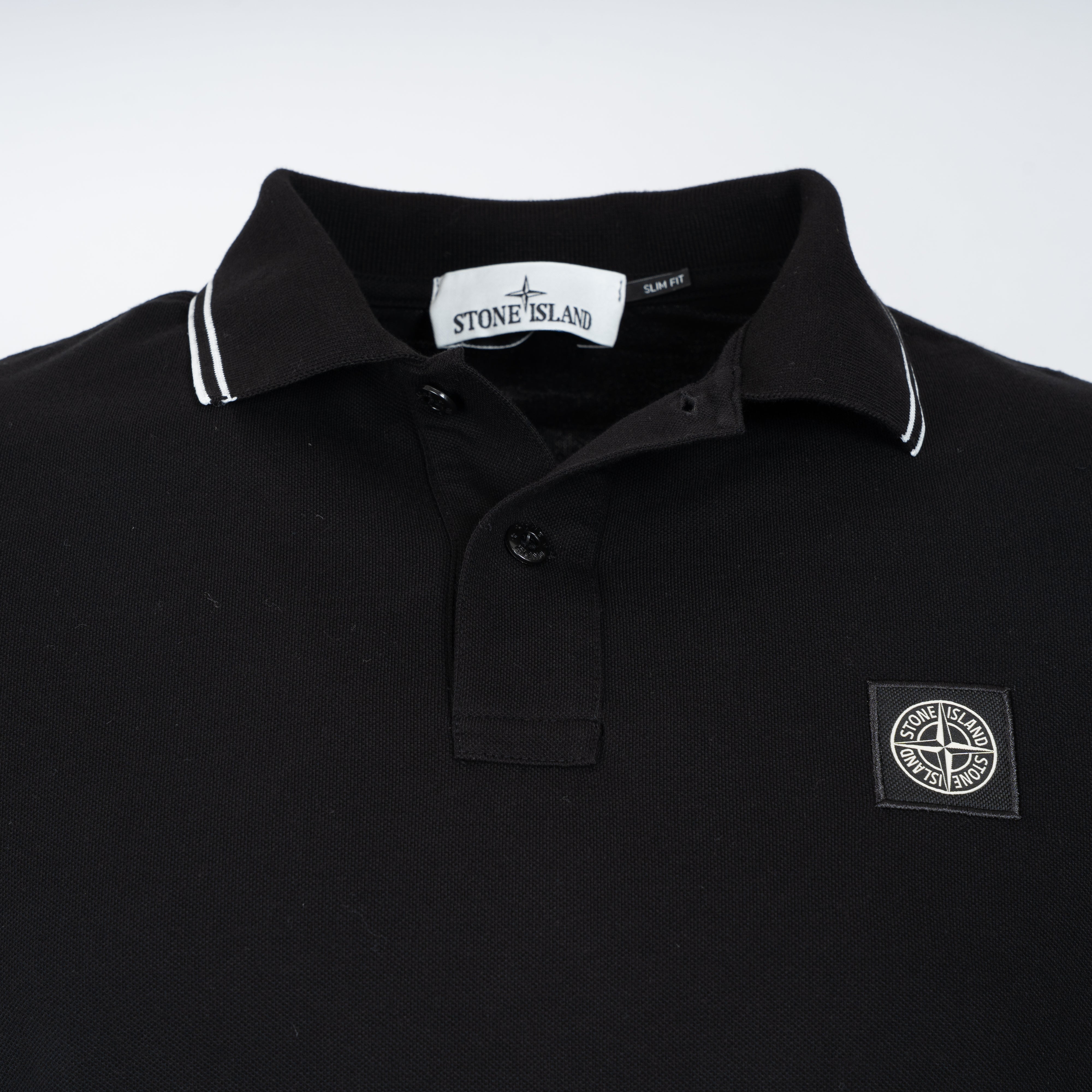 Stone Island Polo Zwart | Cotton Piqué
