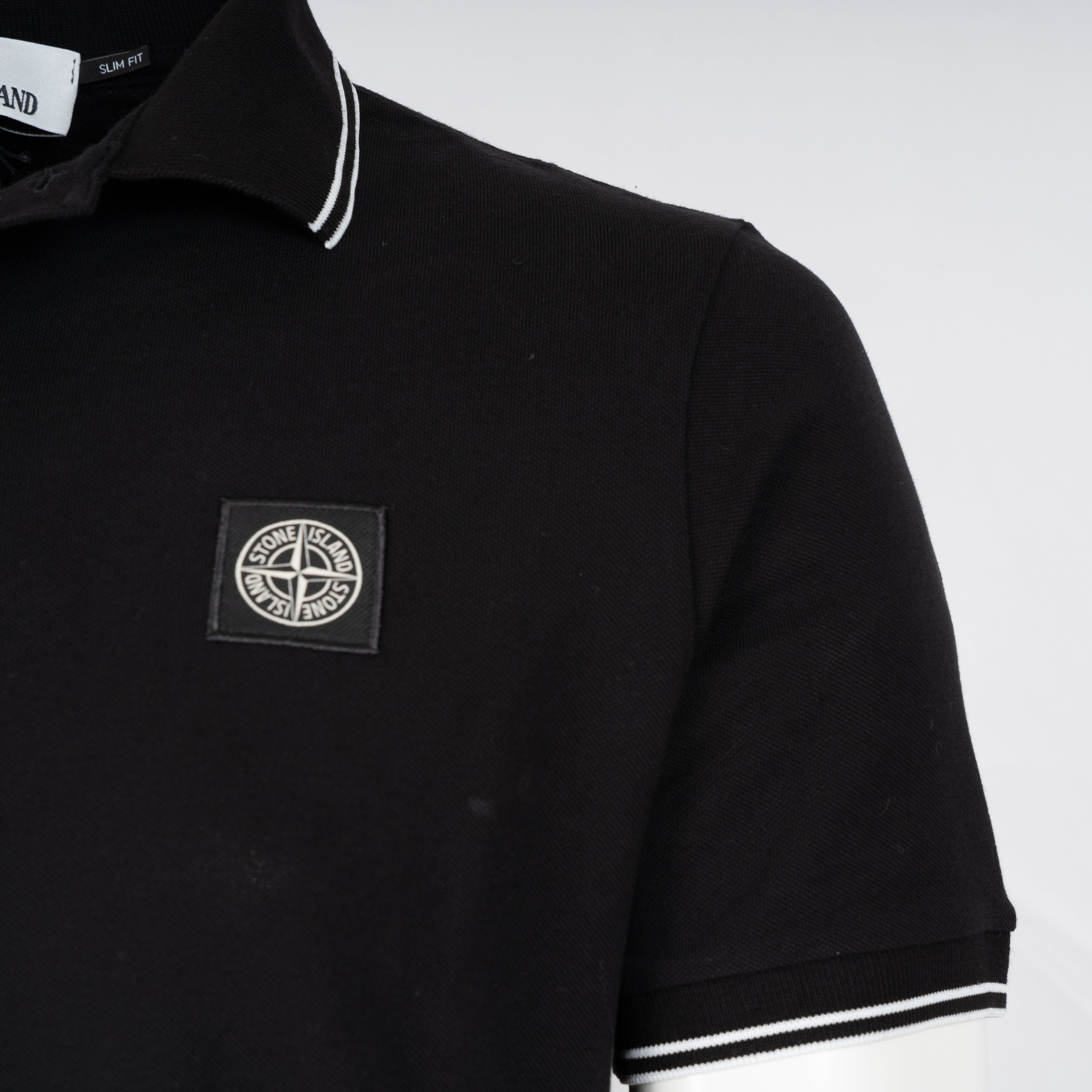 Stone Island Polo Zwart | Cotton Piqué