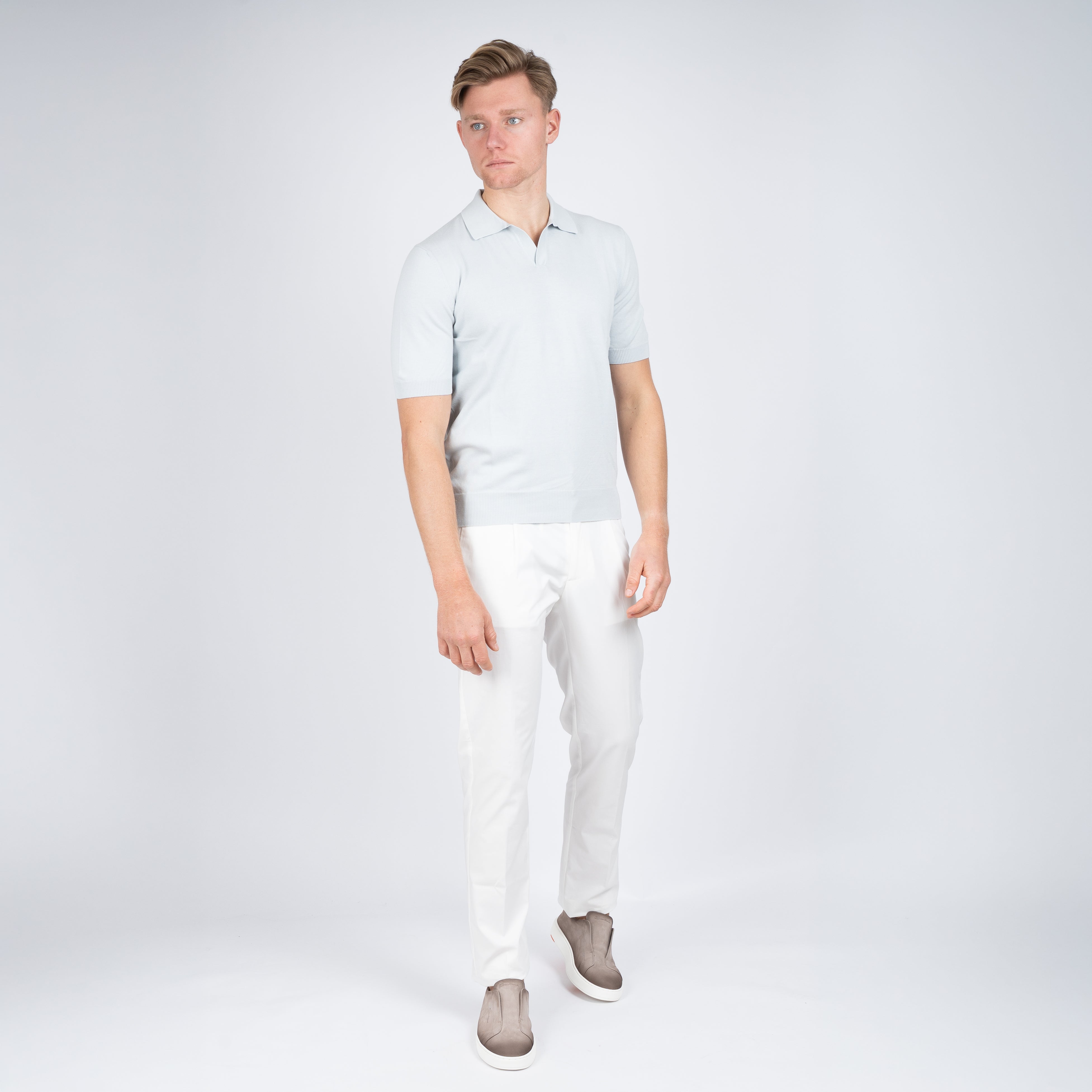 Gran Sasso Buttonless Polo Lichtgrijs | Egyptian Cotton
