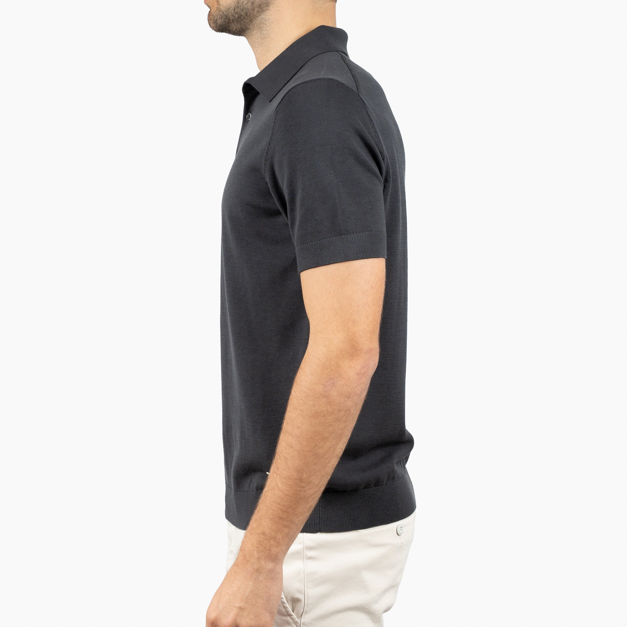 SEVEN DIALS Gebreide Polo Antracietgrijs | Fillin