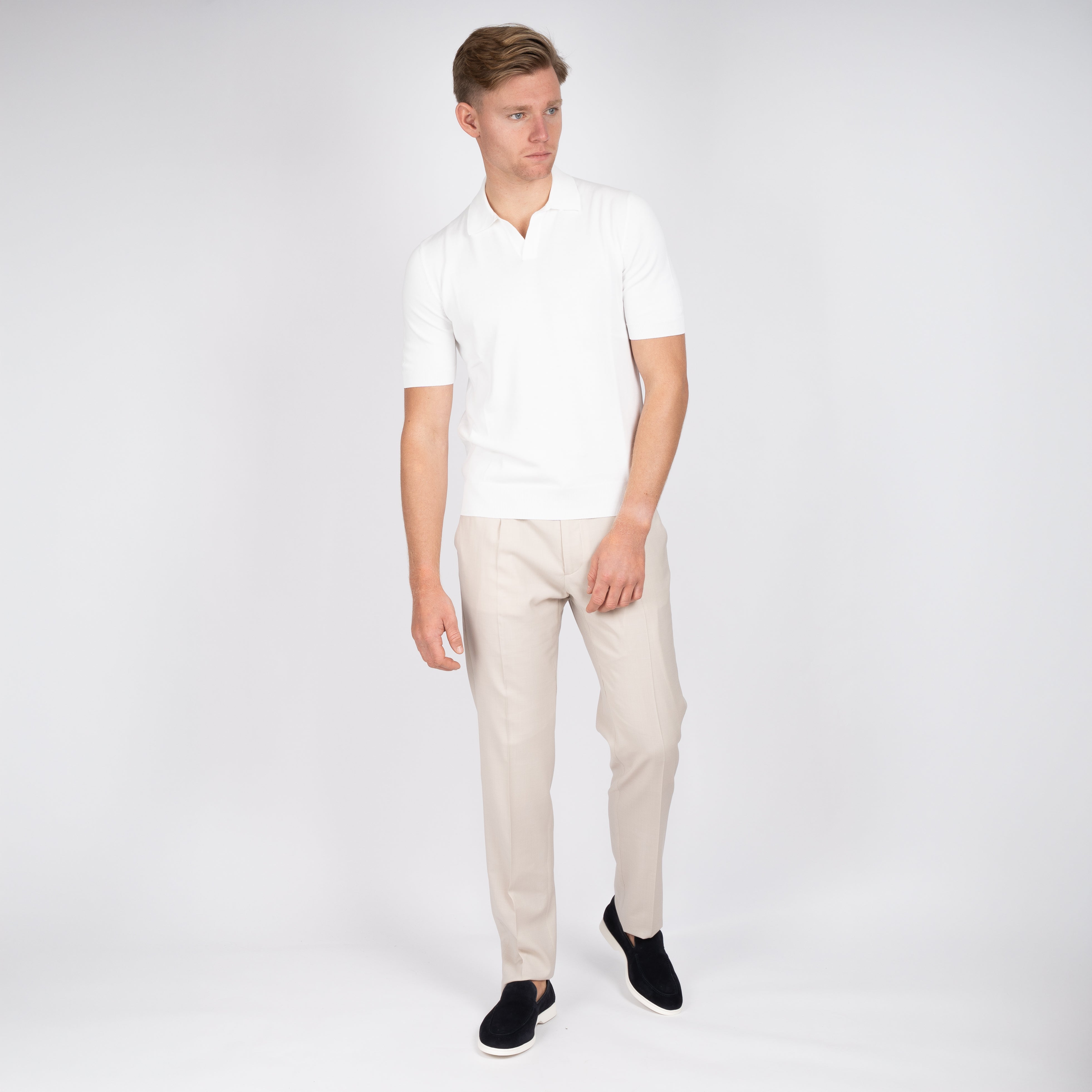Gran Sasso Buttonless Polo Wit | Egyptian Cotton