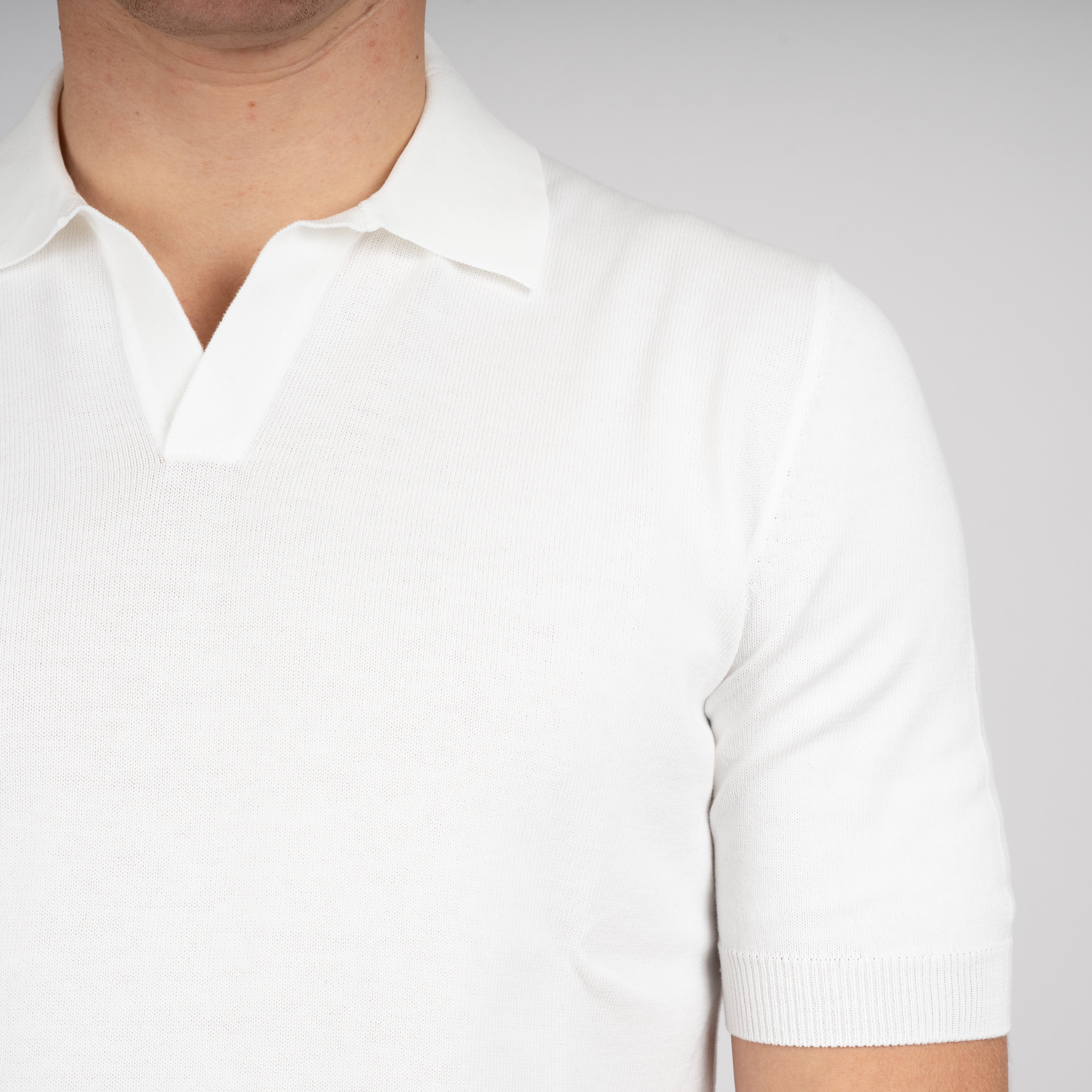 Gran Sasso Buttonless Polo Wit | Egyptian Cotton