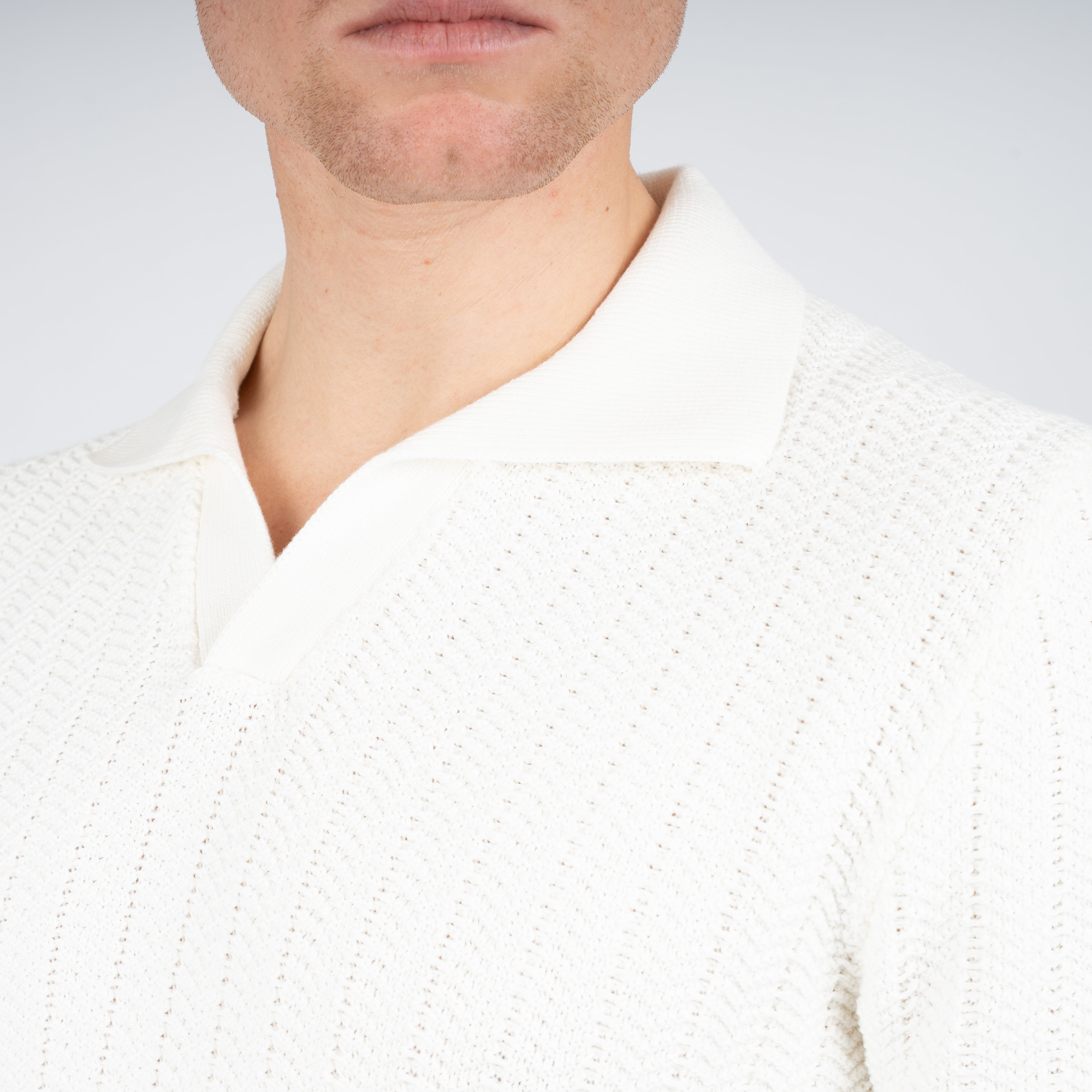 Gran Sasso Polo Buttonless Kraag Crème | Cotton