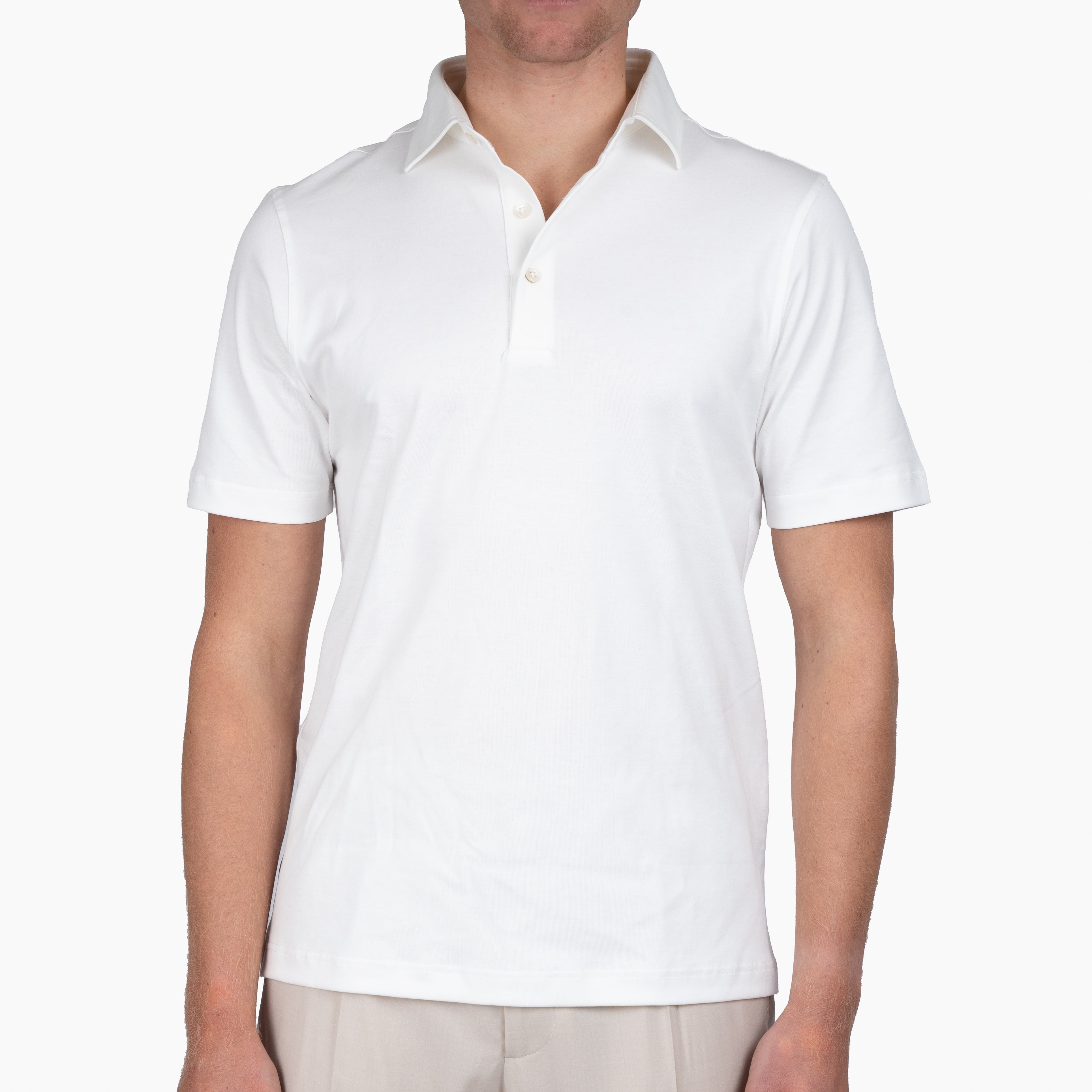 Gran Sasso Polo Wit | Mercerized Cotton