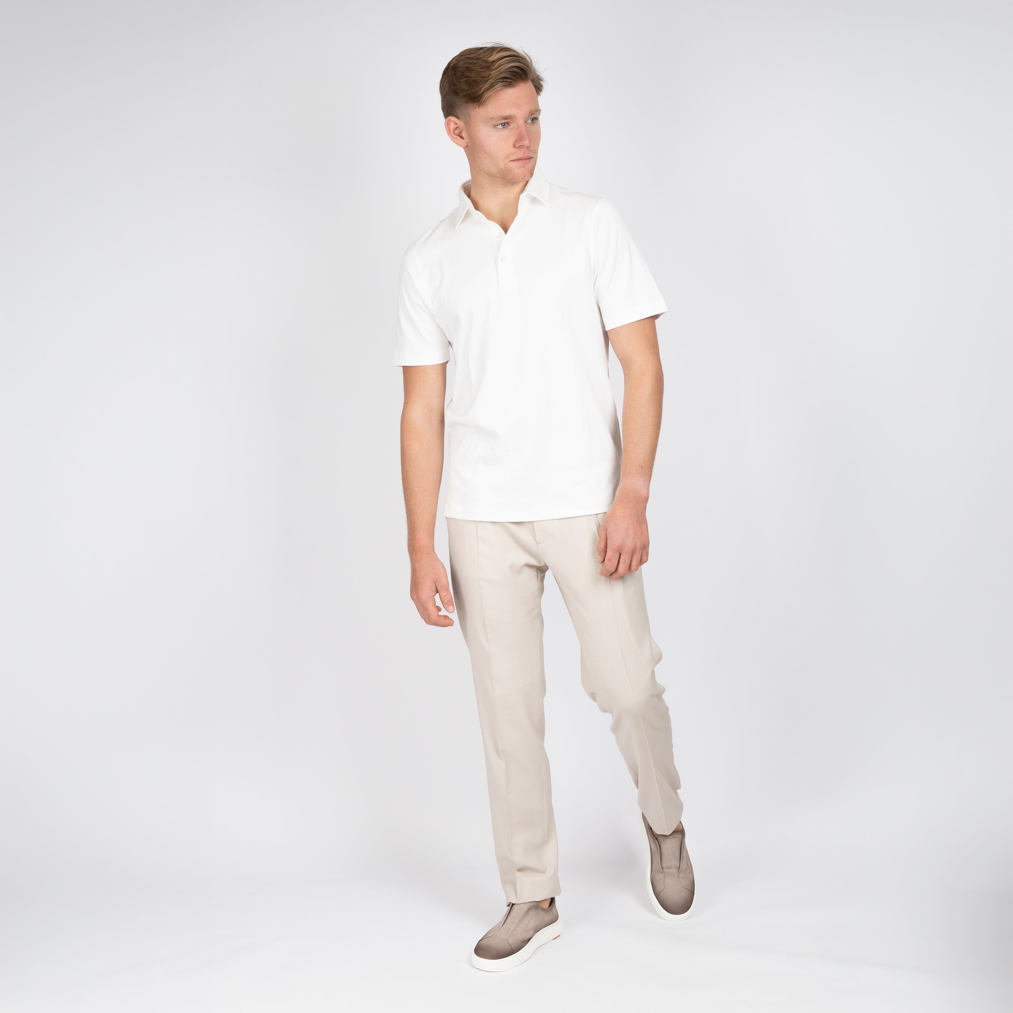 Gran Sasso Polo Wit | Mercerized Cotton
