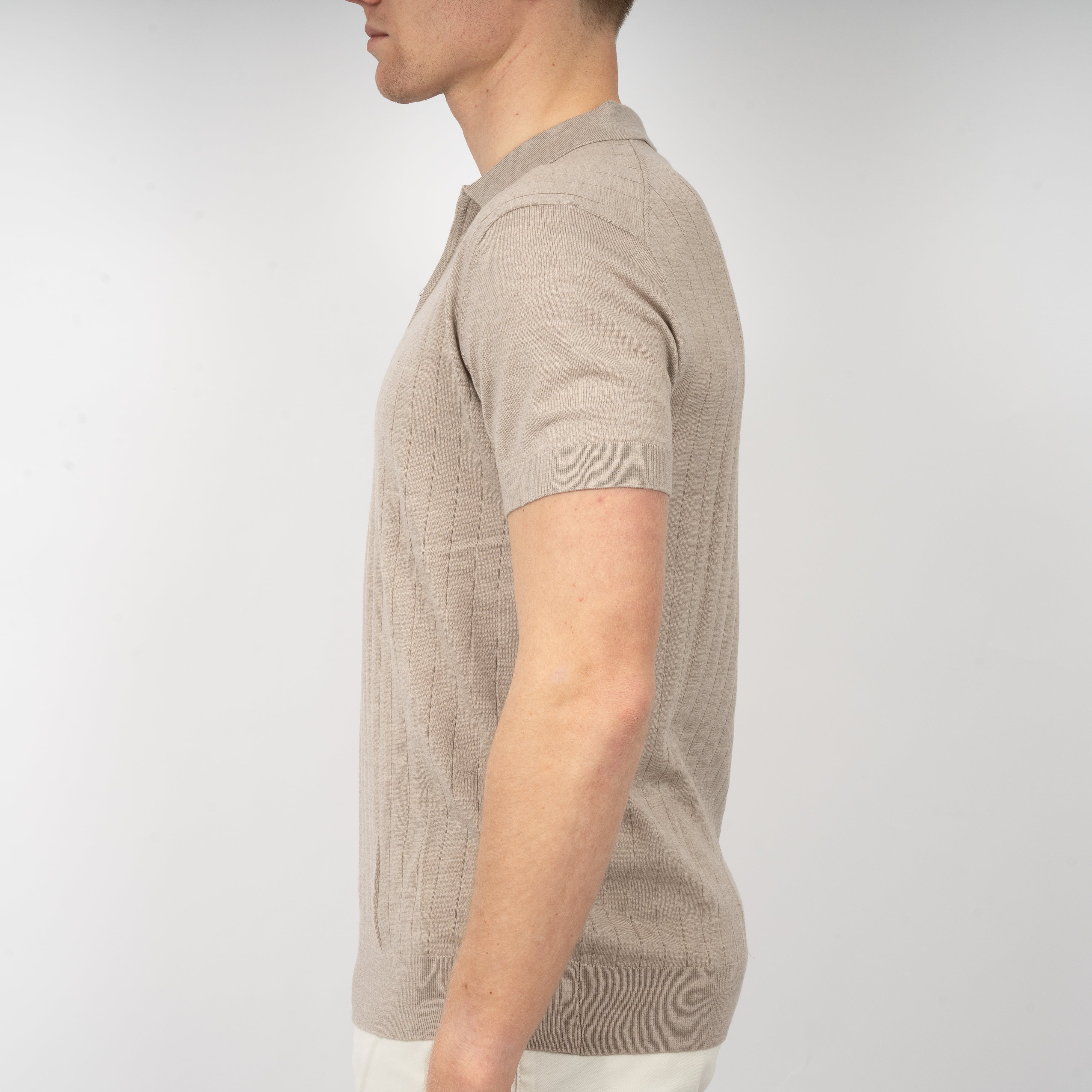 SEVEN DIALS Gebreide Polo met Rits Zand | Brentt