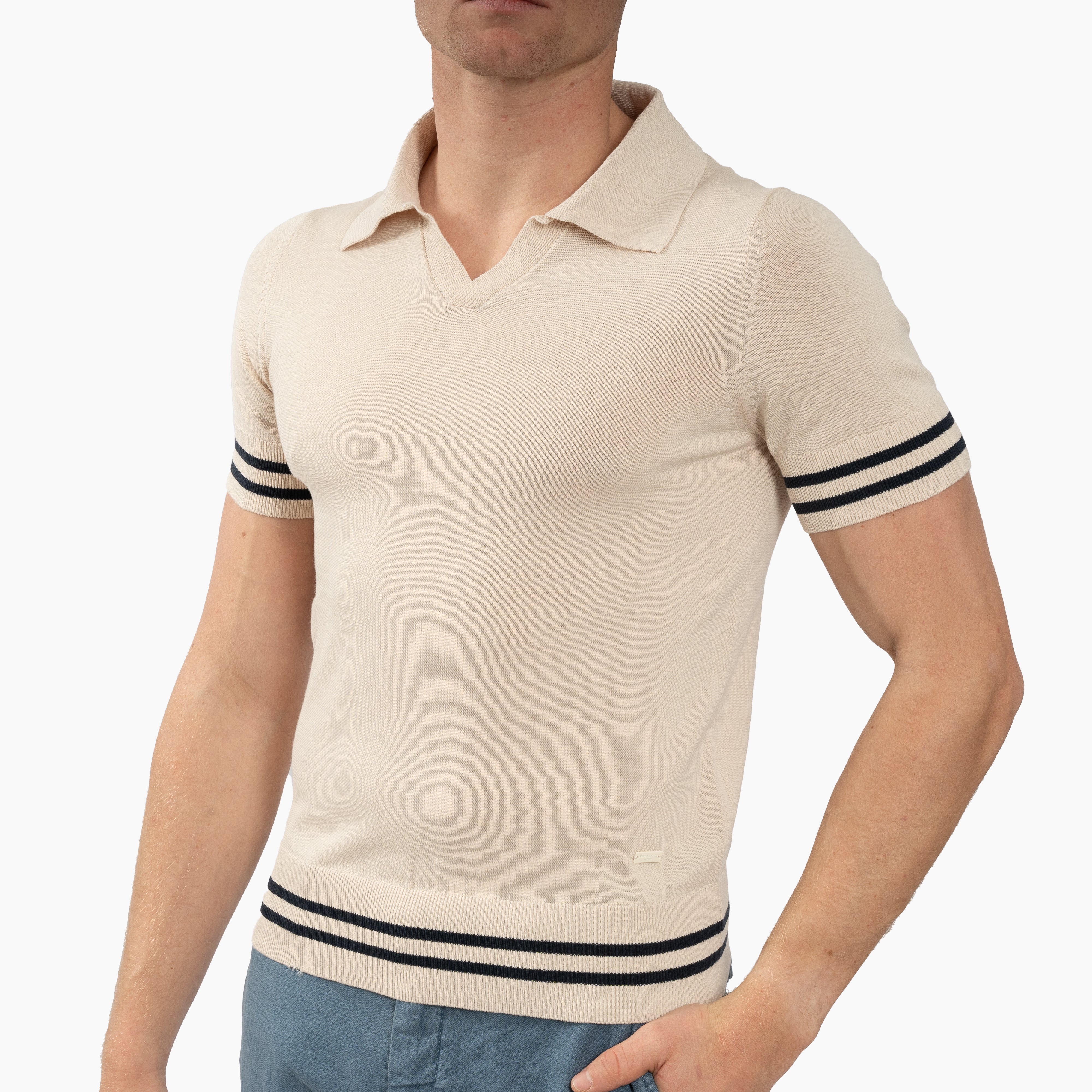 SEVEN DIALS Buttonless Polo Beige | Fido