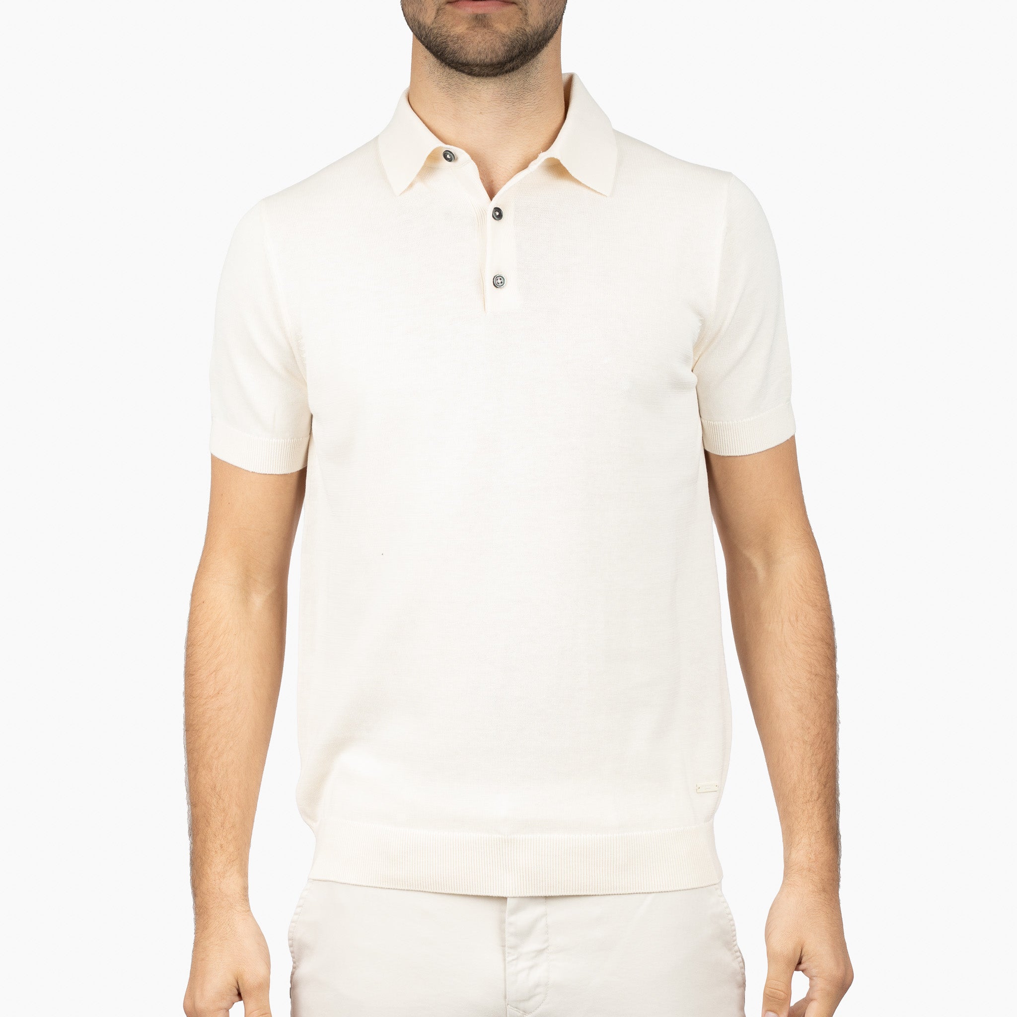 SEVEN DIALS Gebreide Polo Crème | Fillin