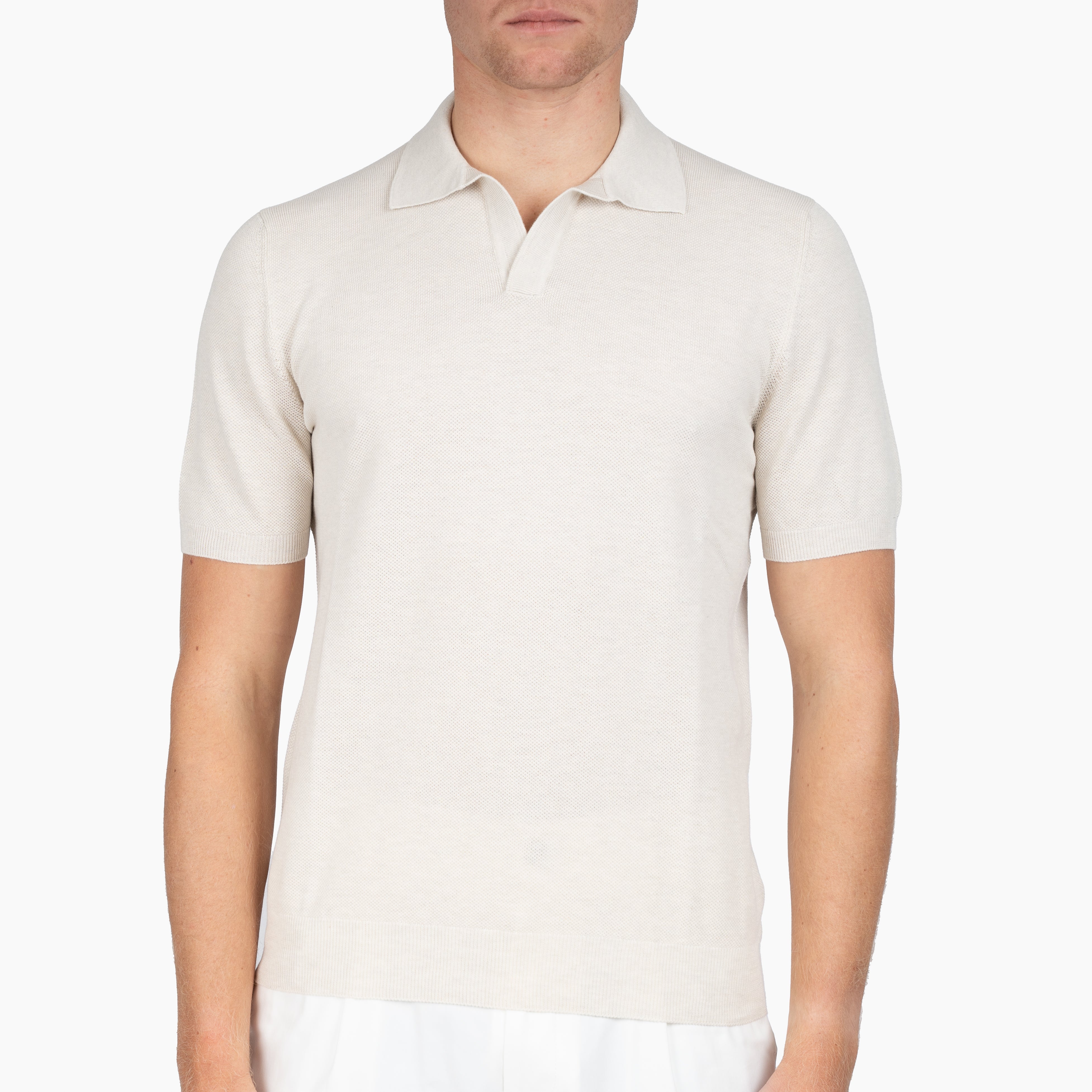 Gran Sasso Polo Buttonless Kraag Off-White | Fresh Cotton